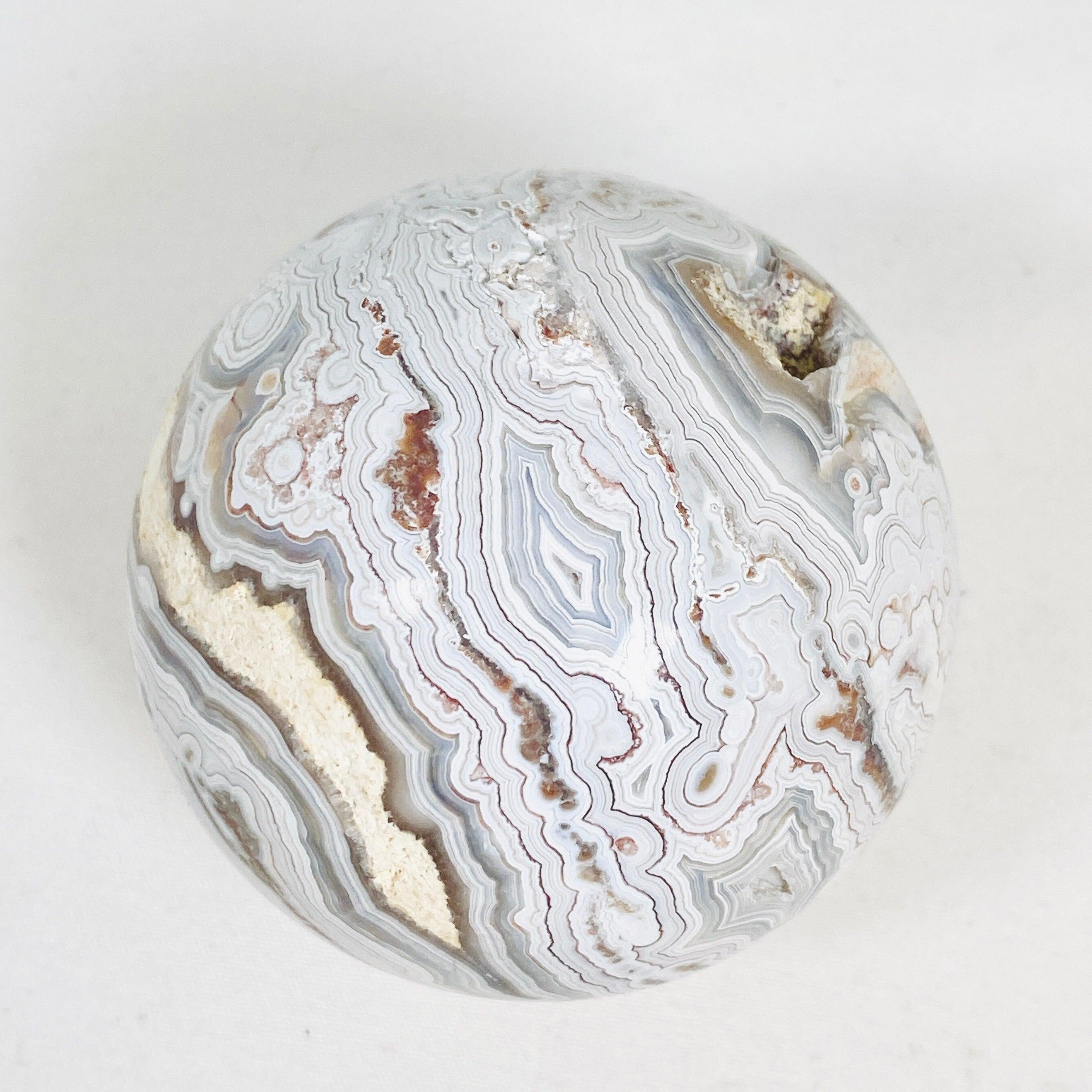 Natural Mexican Crazy Lace Agate Sphere - Handcrafted Stone Decor MAS 05 - Perfect for Home Decor, Meditation & Crystal Healing Collection