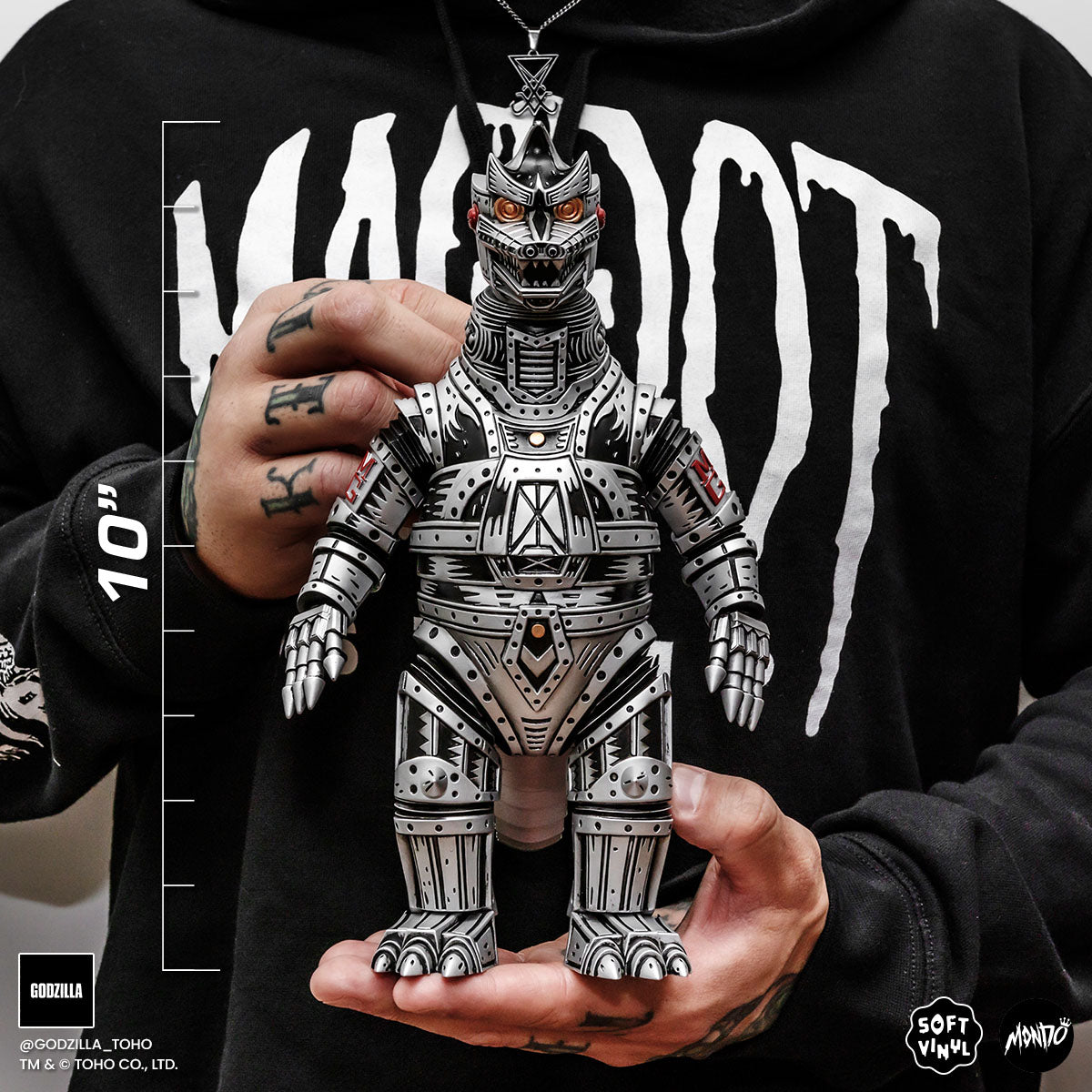 Mechagodzilla Vinyl Designer Figure by Attack Peter - Silver Variant Limited Edition Collectible Toy for Anime & Kaiju Fans - Perfect for Display, Gifts, and Action Figure Collections