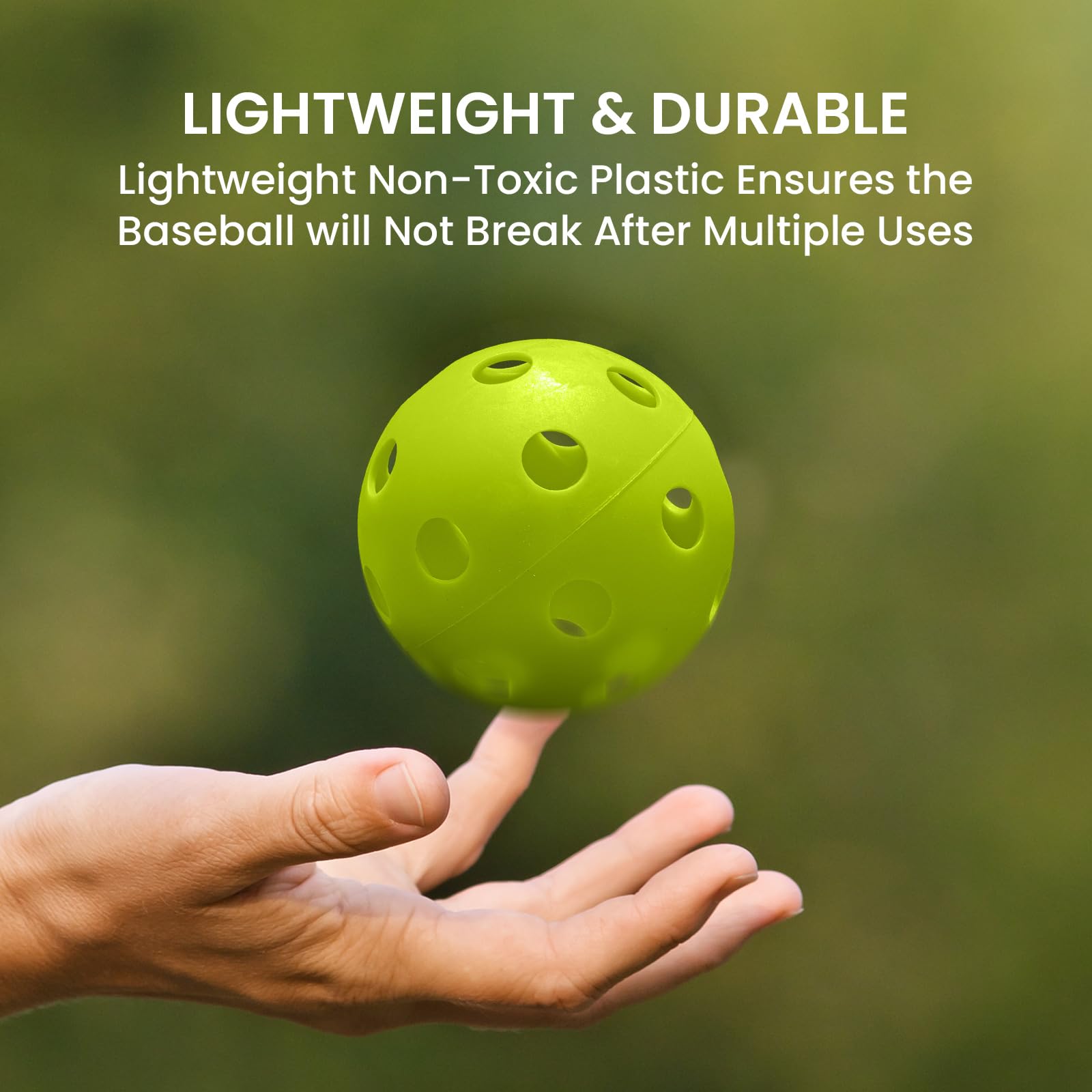 FINGER TEN Plastic Baseballs & Softballs - 6/12/24 Pack for Practice Hitting, Lightweight Training Balls for Kids, Men & Women - Perfect for Indoor & Outdoor Baseball Drills, Backyard Games & Batting Cage Practice