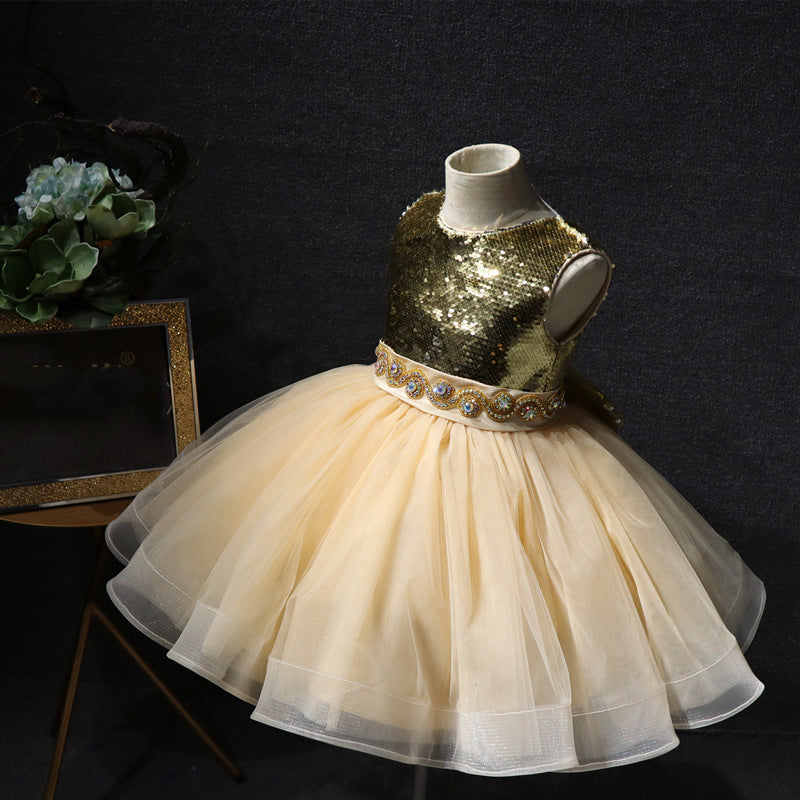 Elegant Baby Girl Sequin Baptism Dress - Toddler Princess Party Gown for Christening, Birthday & Special Occasions