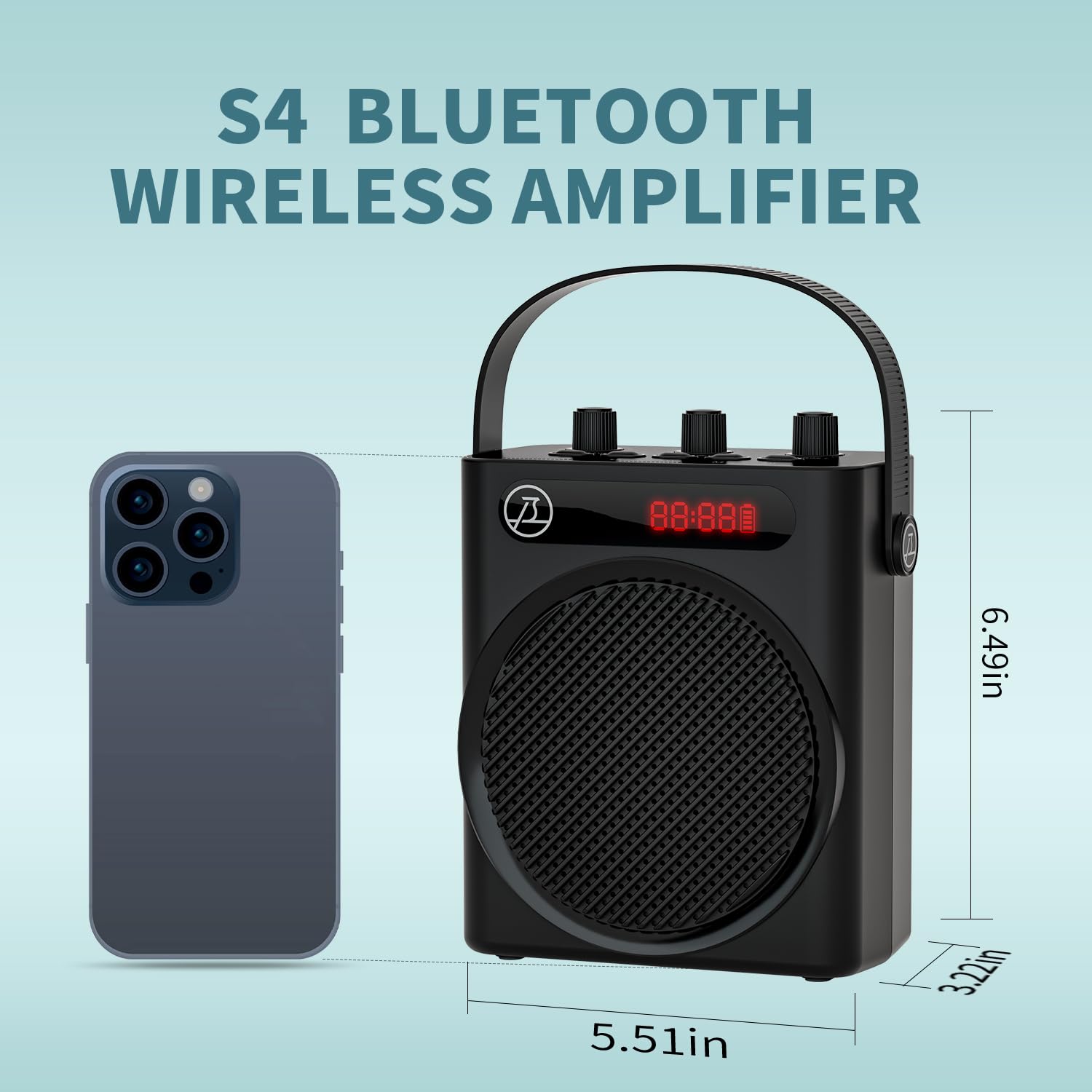SAINTLARK S4 Bluetooth 5.3 Voice Amplifier - 30W Wireless & Wired Microphone Headset with 3500mAh Rechargeable Battery for Teachers, Trainers, Yoga Instructors, Public Speakers - Perfect for Classrooms, Gyms, Meetings & Outdoor Events