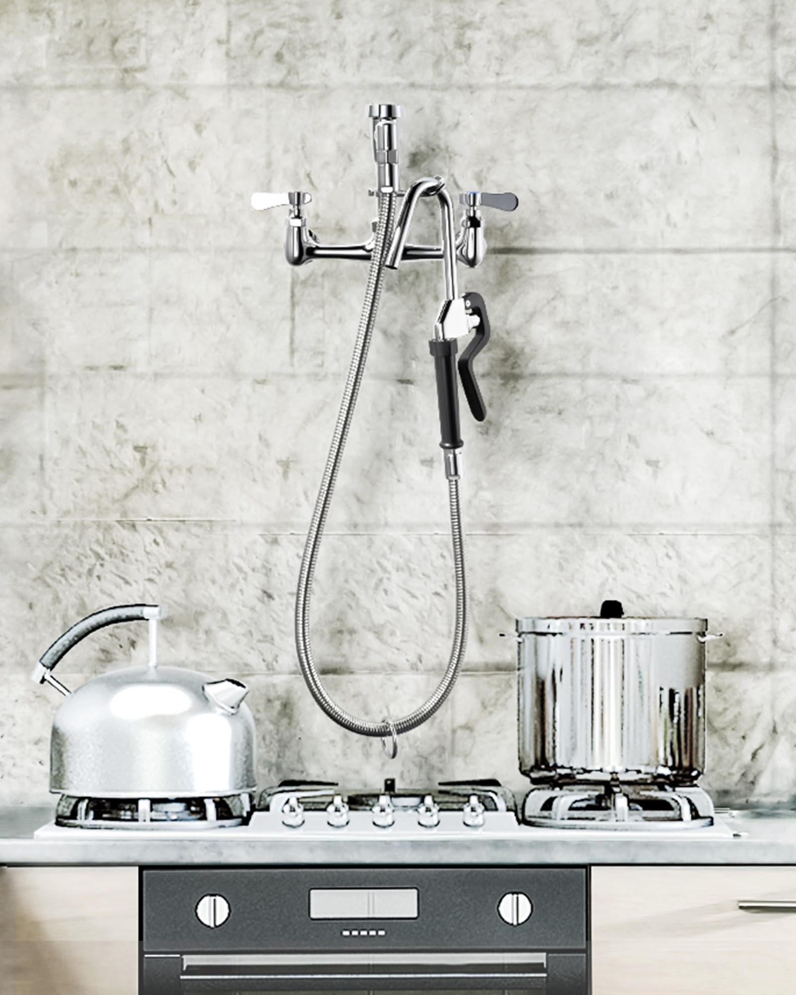 Commercial Brass Pot Filler Faucet - Wall Mount Kitchen Faucet with 43