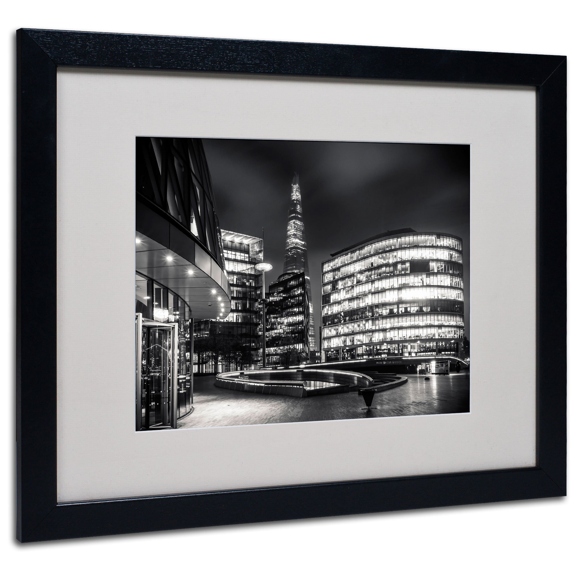 Trademark Fine Art Gotham Side of London Matted Framed Wall Art Print by Giuseppe Torre - Black Frame 16x20 Inches - Perfect for Living Room, Bedroom & Office Decor