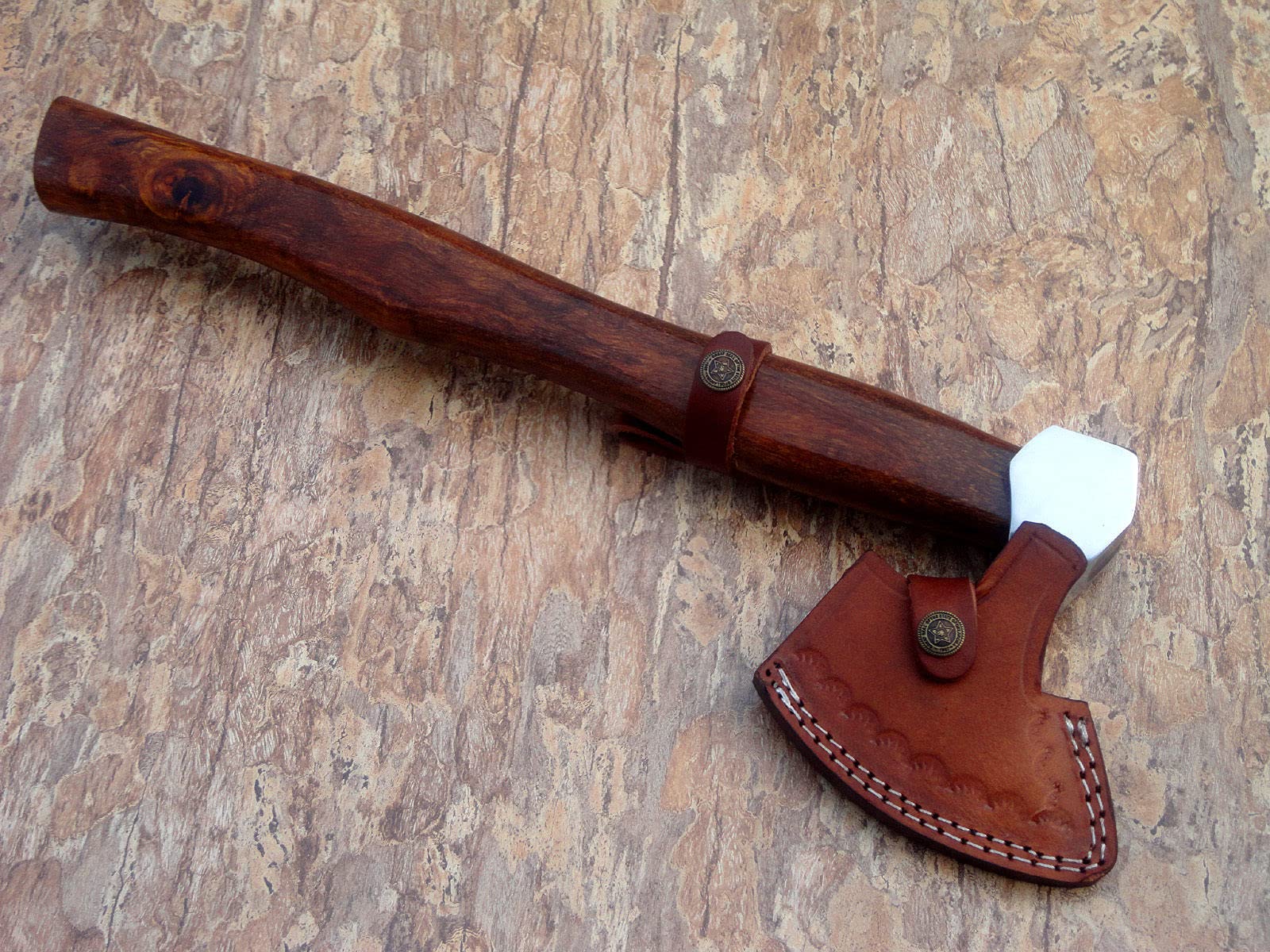 Premium Handmade High Carbon Steel Forged Axe with Leather Sheath - BREBEARD Style Custom Outdoor Tool for Camping, Bushcraft & Wood Chopping