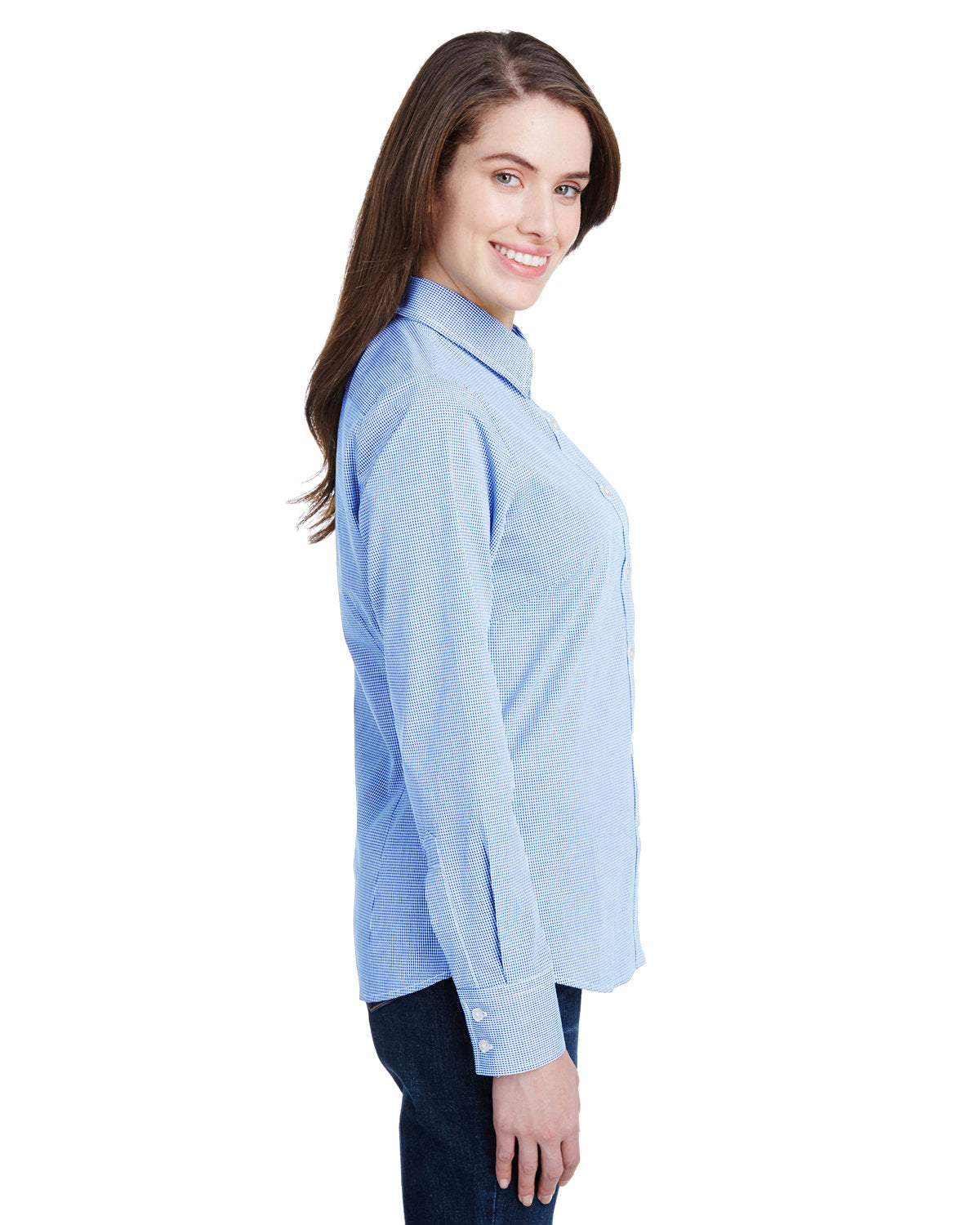 Reprime RP320 Women's Microcheck Gingham Long Sleeve Cotton Shirt - Artisan Collection | Casual Office Wear & Spring Fashion Staple