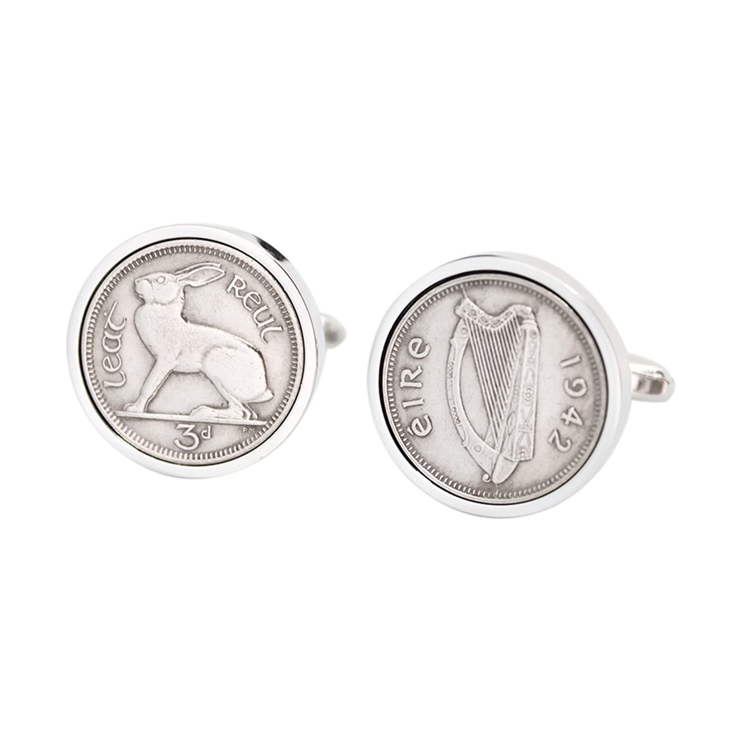 1942 Irish Threepence Coin Cufflinks - Unique 81st Birthday Gift for Men - Perfect for Anniversaries & Special Occasions