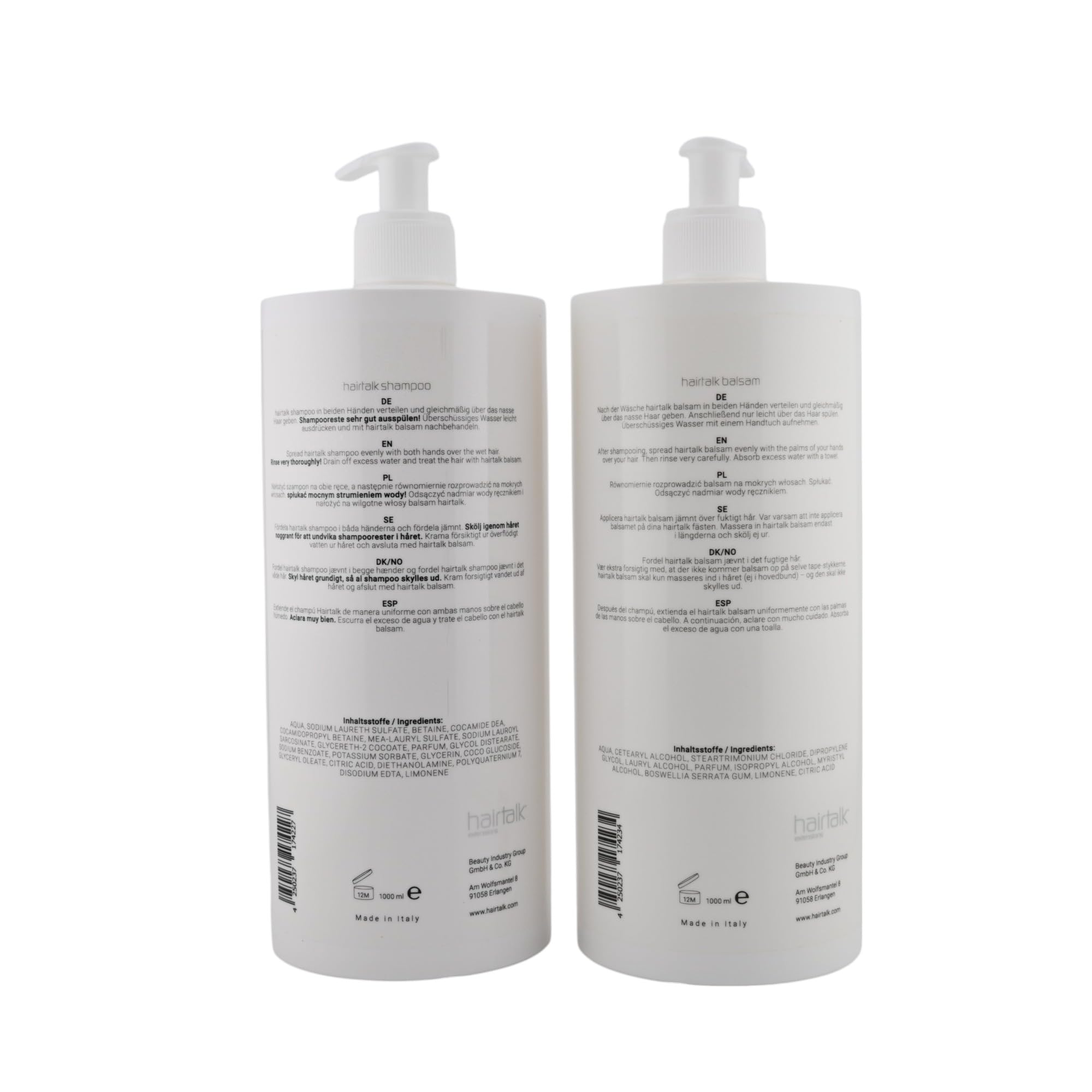 Hairtalk Arcos Care Set - 1000ml Shampoo & 1000ml Conditioner for Hair Extensions & Bondings | Professional Hair Care Kit for Extensions Maintenance & Styling