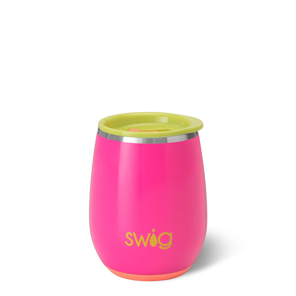 Tutti Frutti Stemless Wine Glass 14oz - Colorful BPA-Free Plastic Cups for Cocktails, Juice & Iced Coffee - Perfect for Pool Parties, Picnics & Outdoor Entertaining