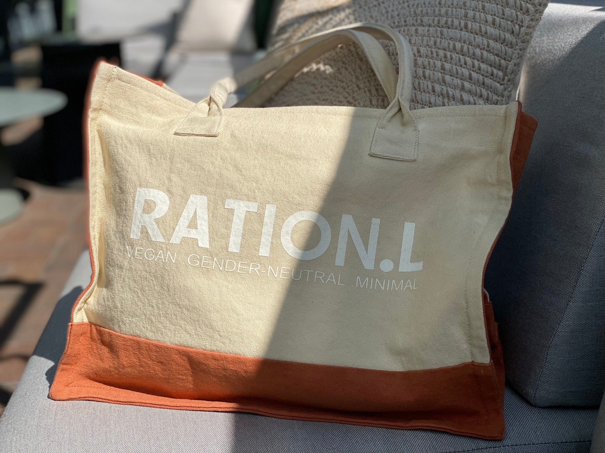 Respect Unisex Organic Cotton Tote Bag - Eco-Friendly Reusable Shopping Bag in Beige & Red | Perfect for Groceries, Beach Trips & Everyday Use