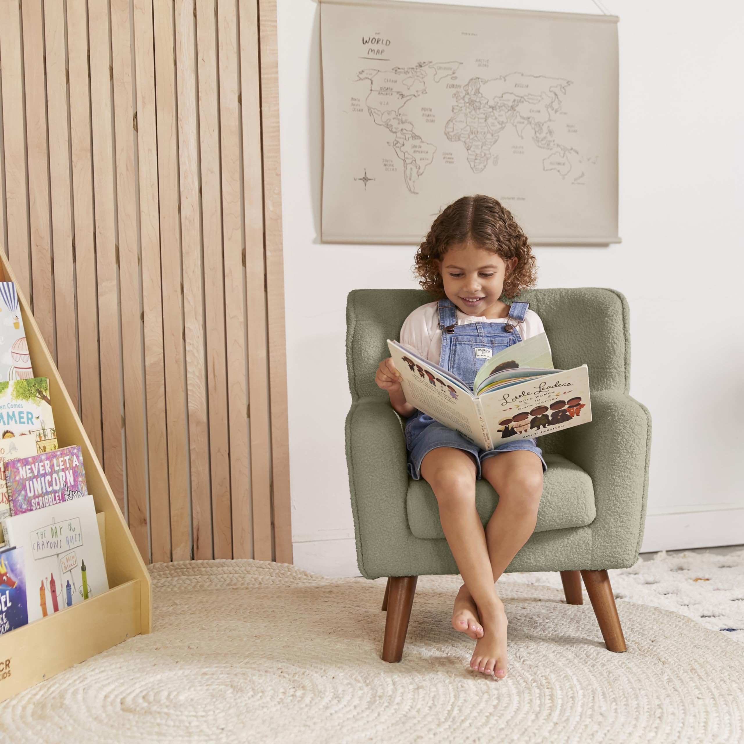 ECR4Kids Mila Arm Chair for Kids - Dark Sage Green Children's Chair | Perfect for Classroom, Playroom & Home Study Furniture