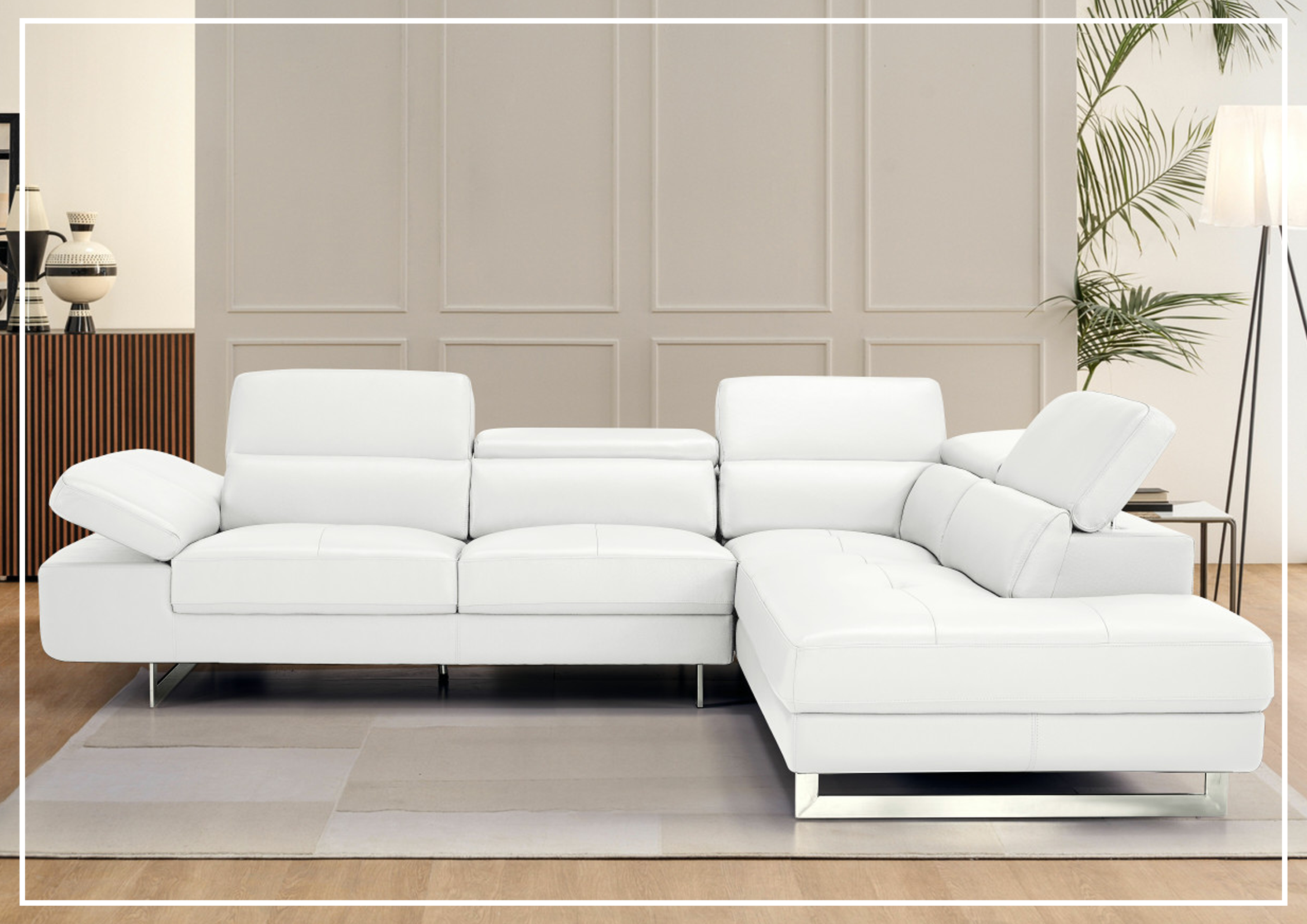 Gio Italia Cavour Mansion L-Shaped Italian Leather Sectional Sofa - Luxurious Modern Living Room Furniture for Home Theater & Family Gatherings