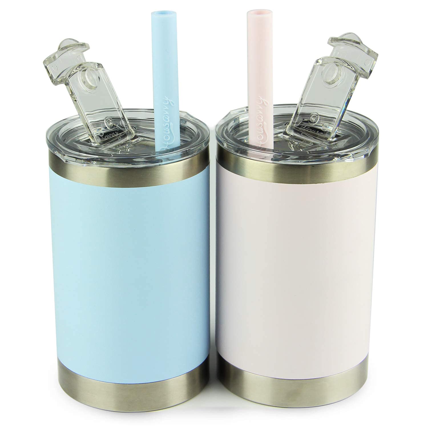 Housavvy 12 Oz Kids Tumblers with Lids and Straws - Spill Proof, Vacuum Insulated Stainless Steel Toddler Cups - BPA Free, Easy to Clean Baby Sippy Cups for Smoothies, Milk & Juice - Perfect for Home, School & Travel