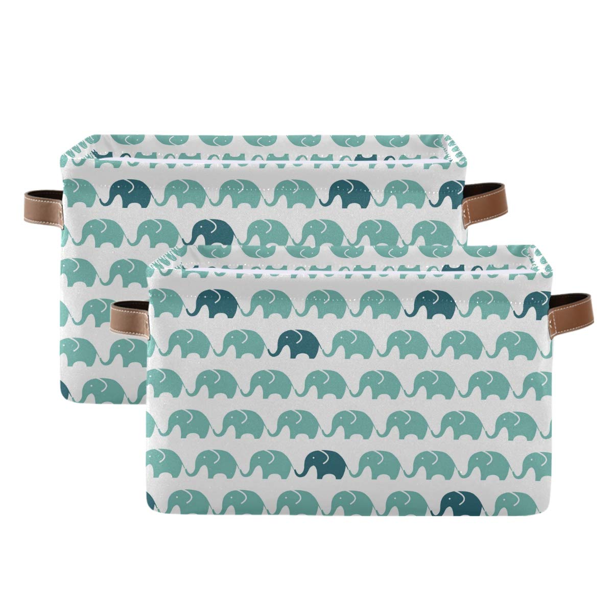 KEEPREAL Cute Blue Elephant Storage Basket - Large Collapsible Canvas Cube Bin for Home, Office & Closet Organization (15