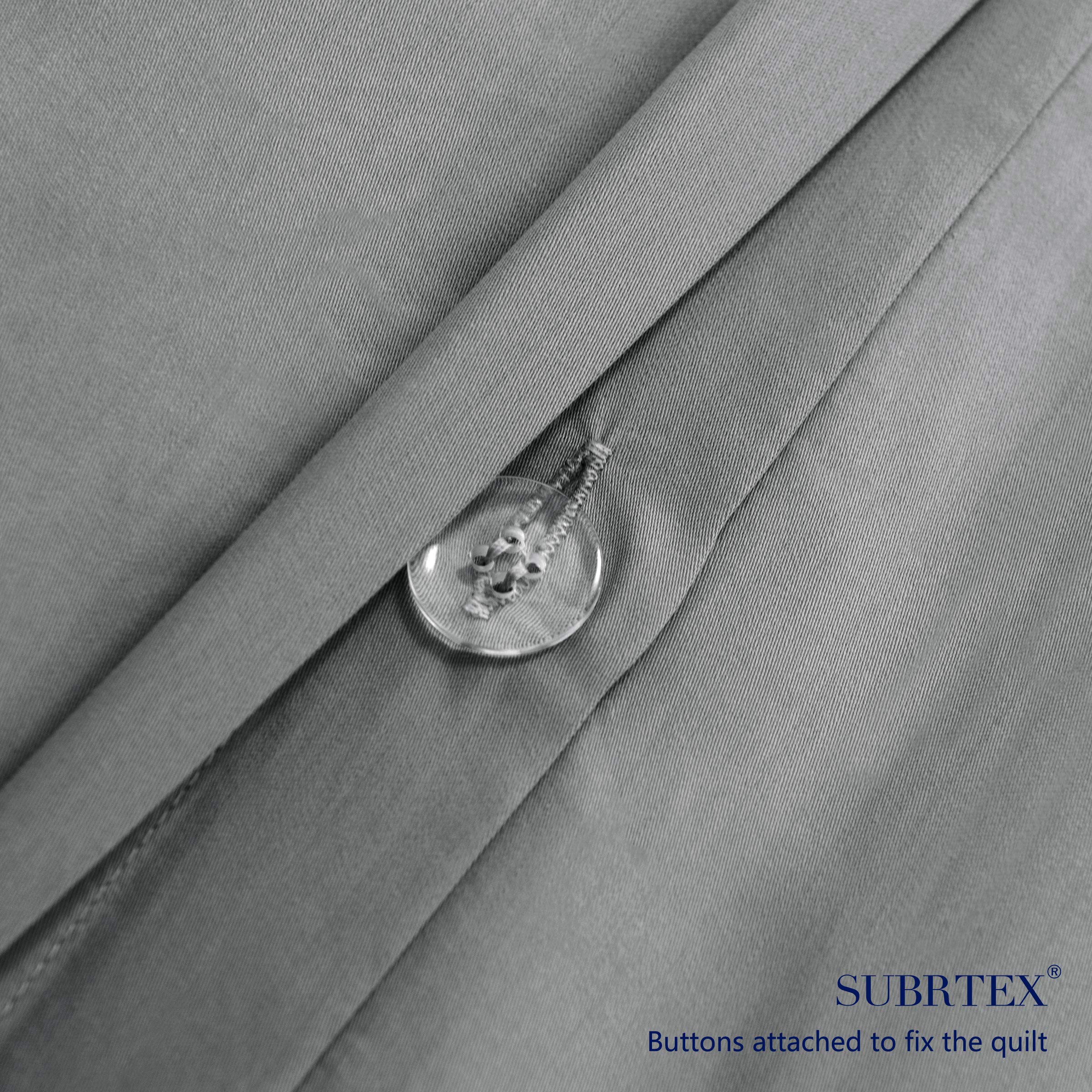 SUBRTEX Tencel Duvet Cover Set 3-Piece Full/Queen Size - Premium Silky Soft Cotton Bedding with Button Closure, 2 Pillowcases - Ultra Lightweight & Breathable for All Seasons (Gray) | Perfect for Home, Hotel, or Guest Room Comfort