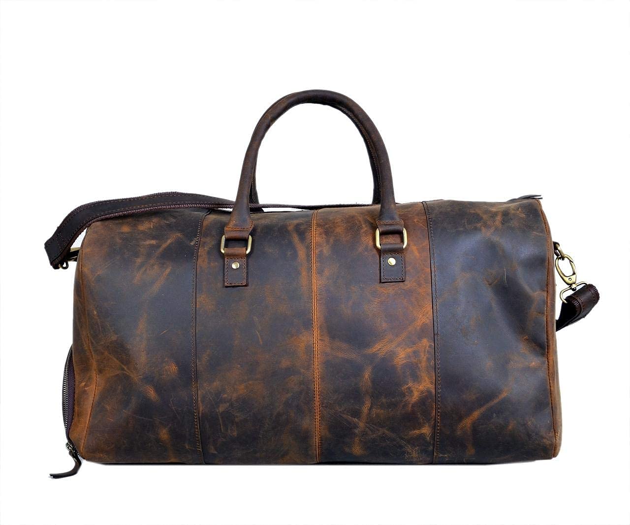 24 Inch Genuine Leather Duffle Bag for Men & Women - Travel Overnight Weekender, Sports Gym Duffel, Carry On Luggage - Perfect for Business Trips, Gym Workouts & Weekend Getaways
