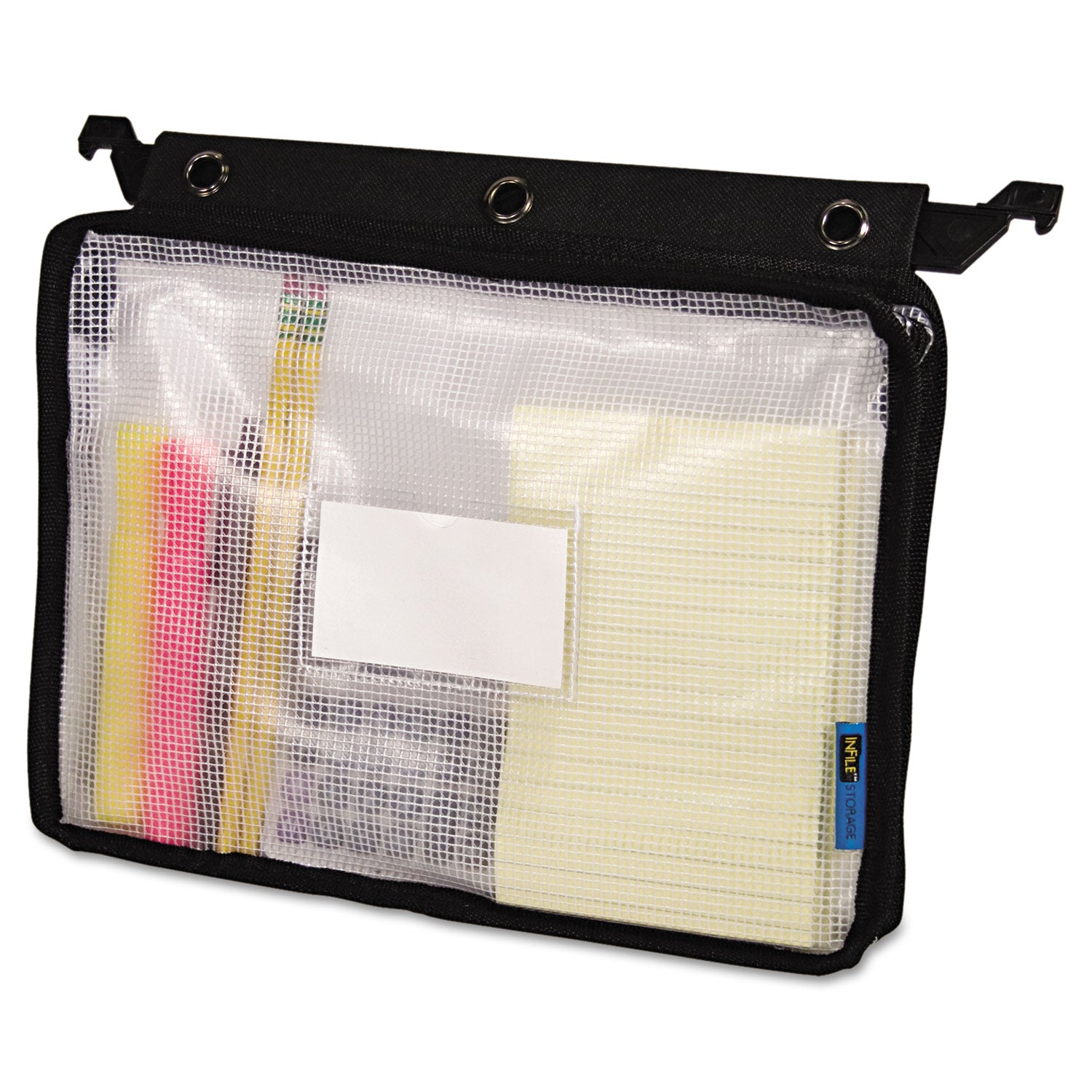 Advantus Expanding Zipper Pouch - 3 Hole Punched Clear/Black File Organizer (13