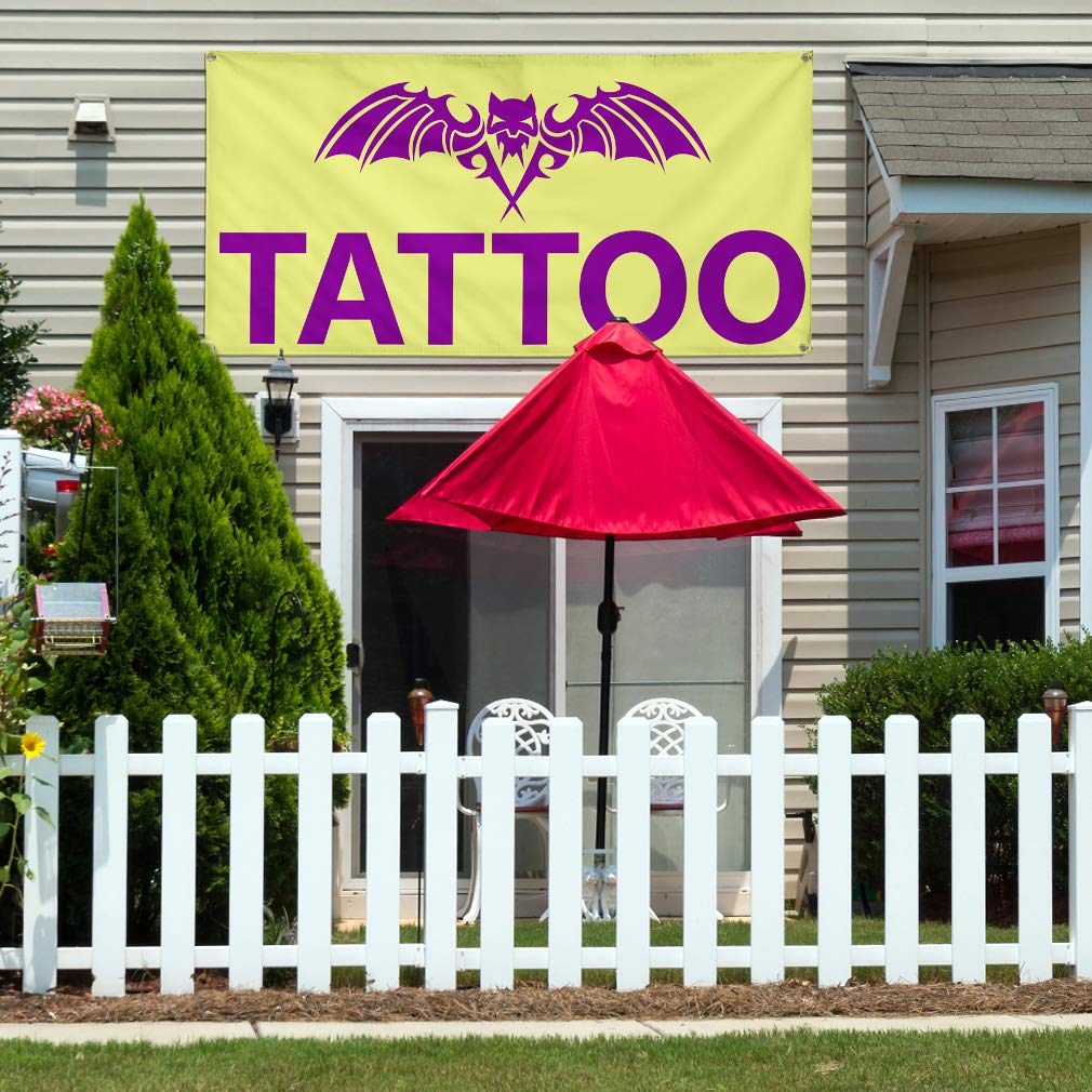 Custom Vinyl Banner 48x96 Inches - Durable Weatherproof Outdoor Advertising Sign with 8 Grommets for Tattoo Shops, Business Promotion & Yard Signs (Multiple Sizes Available) - Perfect for Trade Shows, Events & Industrial Use