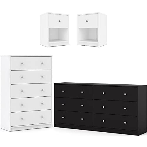 Home Square 4-Piece Bedroom Furniture Set with Dresser, Chest & 2 Nightstands - Modern Wood Bedroom Set for Master Bedroom or Guest Room