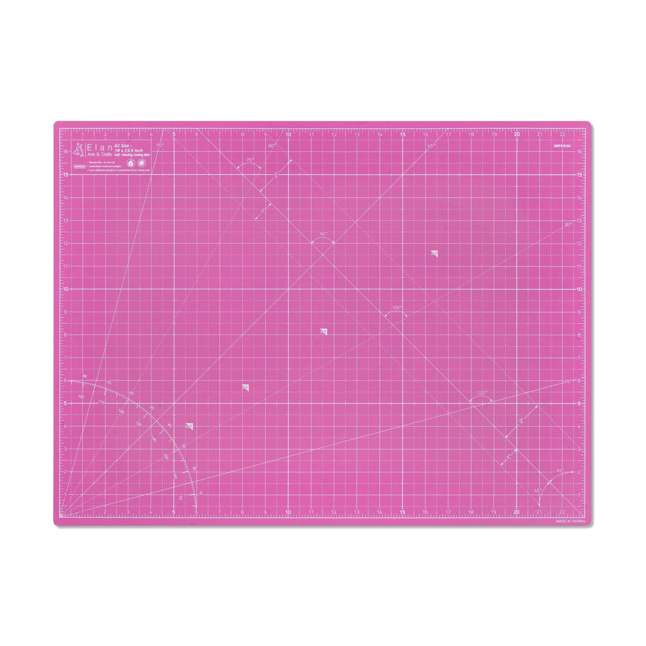 Elan A2 Self Healing Cutting Mat 24x18 Inch - 5-Ply Craft Mat for Sewing, Quilting & DIY Projects - Pink & Purple Art Cutting Board for Fabric, Paper & Hobby Crafts - Perfect for Quilters, Artists & Crafters