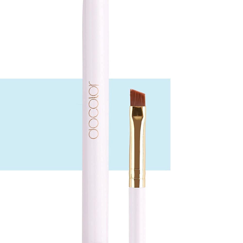 Docolor Duo Eyebrow Brush - Professional Angled & Spoolie Brow Brush Set (White) | Perfect for Eyebrow Shaping, Filling & Grooming | Ideal for Home & Professional Makeup Kits