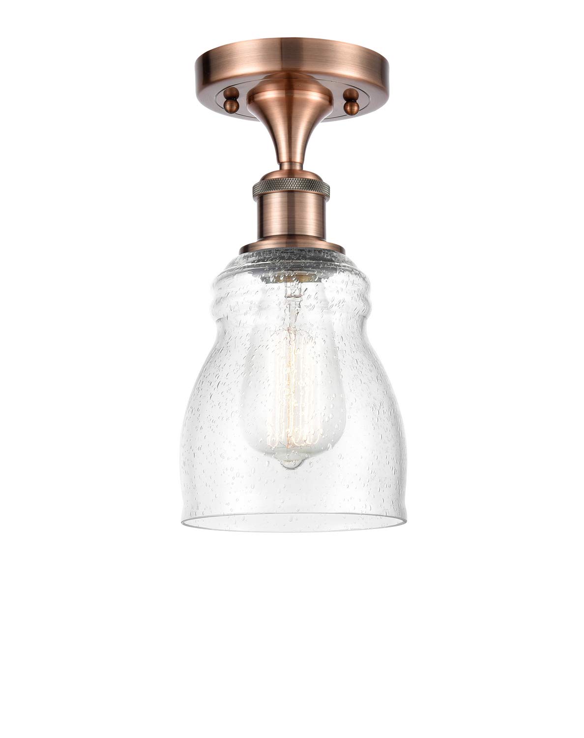 Innovations 516-1C-AC-G394-LED Ellery 1-Light Semi-Flush Mount Ceiling Light - Antique Copper Finish, Ballston Collection - Perfect for Bedroom, Hallway, or Entryway Lighting