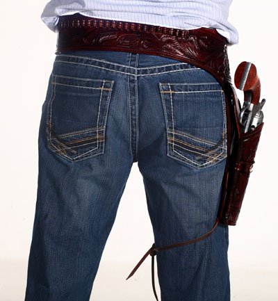 44/45 Caliber Brown Leather Gun Holster for Pistols & Revolvers - Concealed Carry, Hunting & Outdoor Shooting Accessories