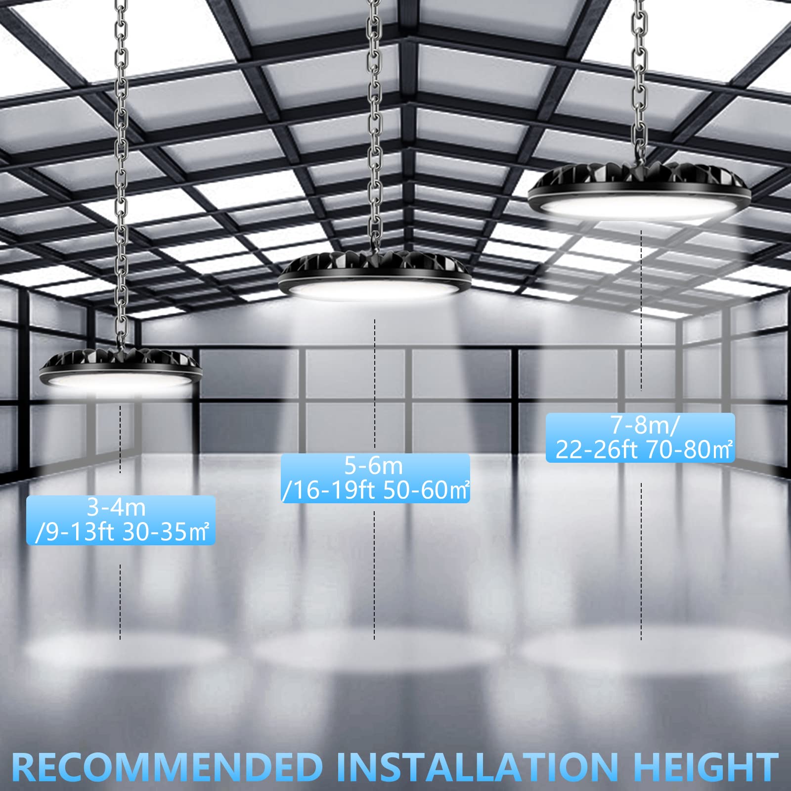 300W UFO LED High Bay Light Fixture - 6000K Daylight White, 30000LM Commercial Grade Lighting with 1.2M Cable & 110V Plug - Durable LED Shop Lights for Garage, Workshop, Warehouse, Factory & Industrial Spaces