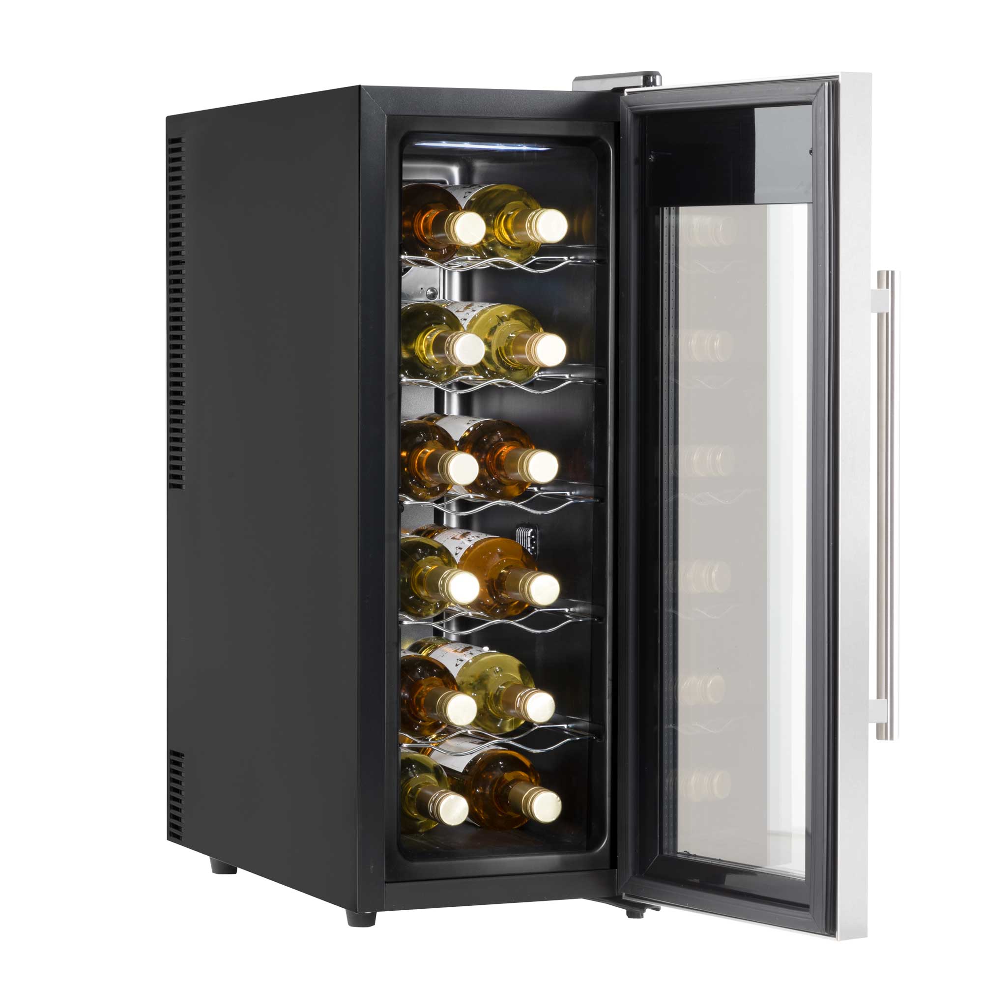 Baridi 12 Bottle Wine Cooler with Digital Touch Screen Controls & LED Light - Stainless Steel Wine Refrigerator for Home, Office or Restaurant Use - Perfect for Storing Red, White and Sparkling Wines