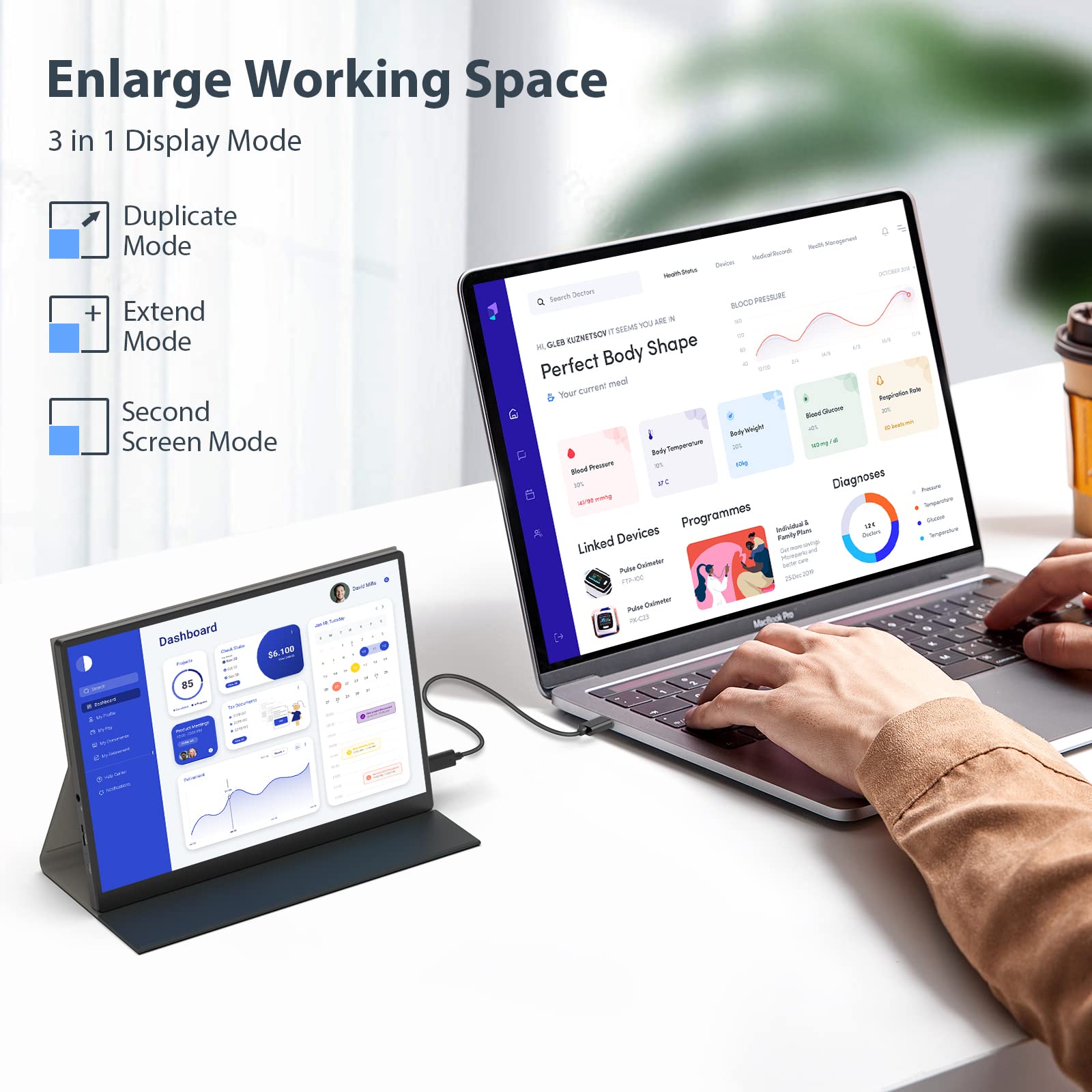 Eyoyo 10.5 Inch Portable Monitor - 1920x1280 HDR IPS Display with 100% sRGB - USB-C External Second Screen for Laptop, PC, PS4, Xbox & Mobile Devices | Perfect for Work, Gaming & Travel
