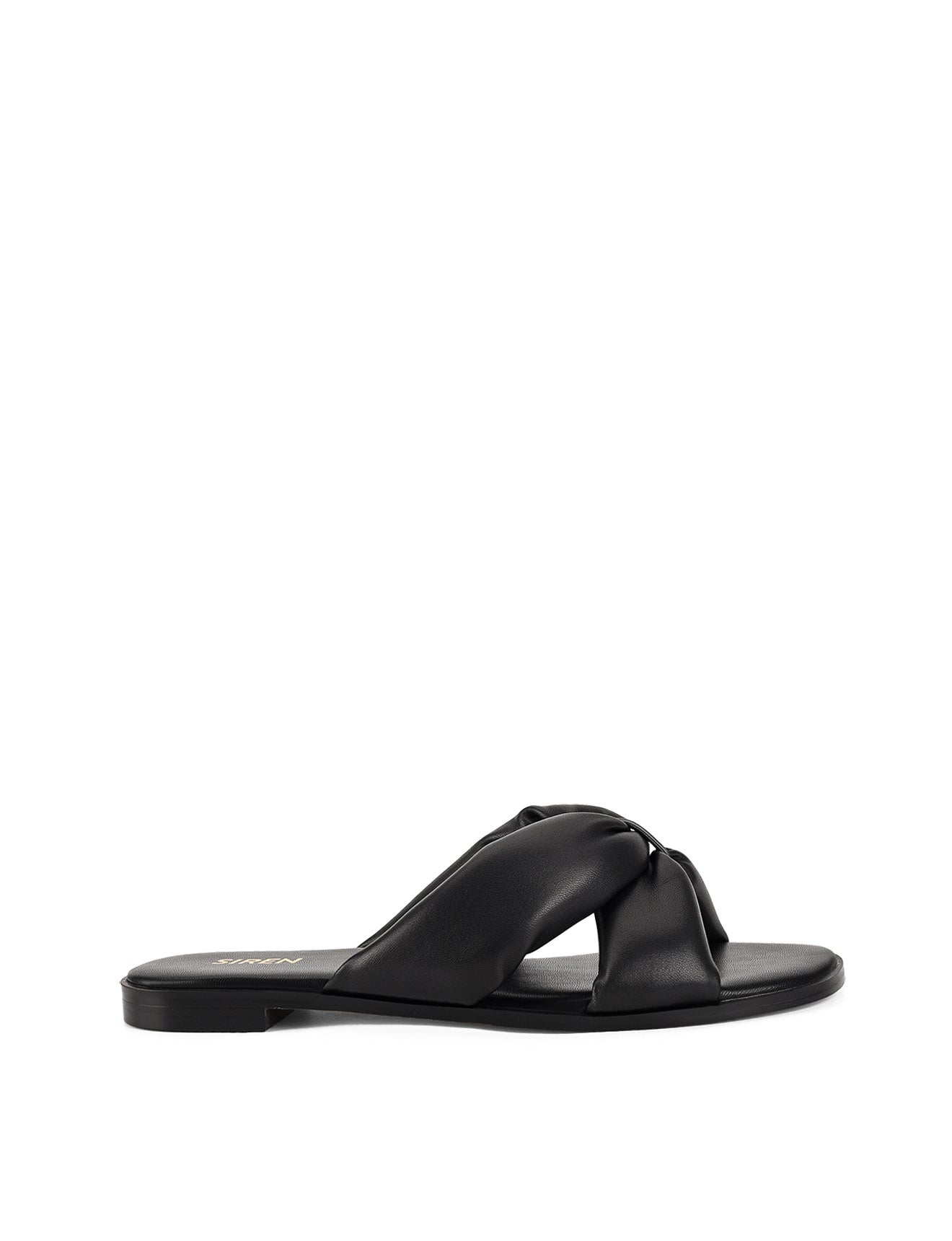 Madeline Flat Slides - Black Leather Women's Comfortable Sandals for Casual Wear, Beach, and Home Use