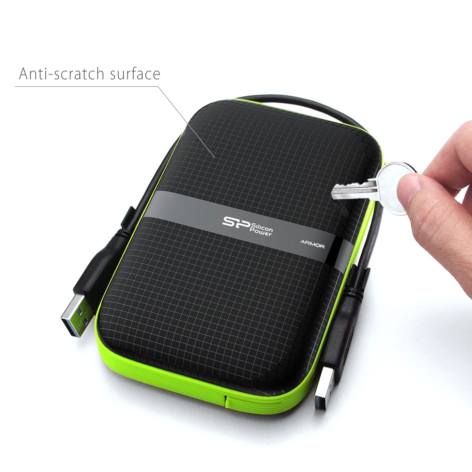 Silicon Power Armor A60 5TB Rugged External Hard Drive - USB 3.0/USB-C, Military-Grade Shockproof & Water-Resistant Portable HDD for PC, Mac, iPad Pro (Black) - Perfect for Outdoor Adventures, Business Travel & Data Backup