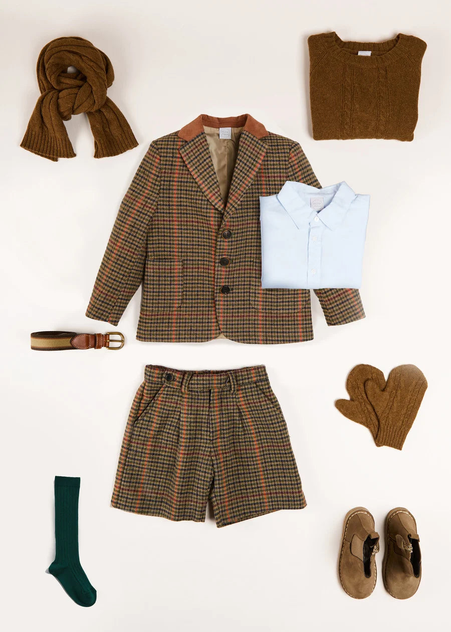 Stylish Tweed Blazer & Shorts Set for Boys - Perfect for School, Parties & Special Occasions