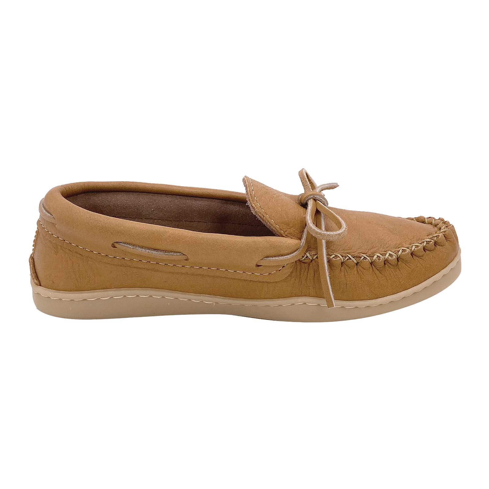 Women's Comfortable Rubber Sole Moose Hide Leather Moccasins - Soft Indoor/Outdoor Slippers for Home, Travel & Casual Wear