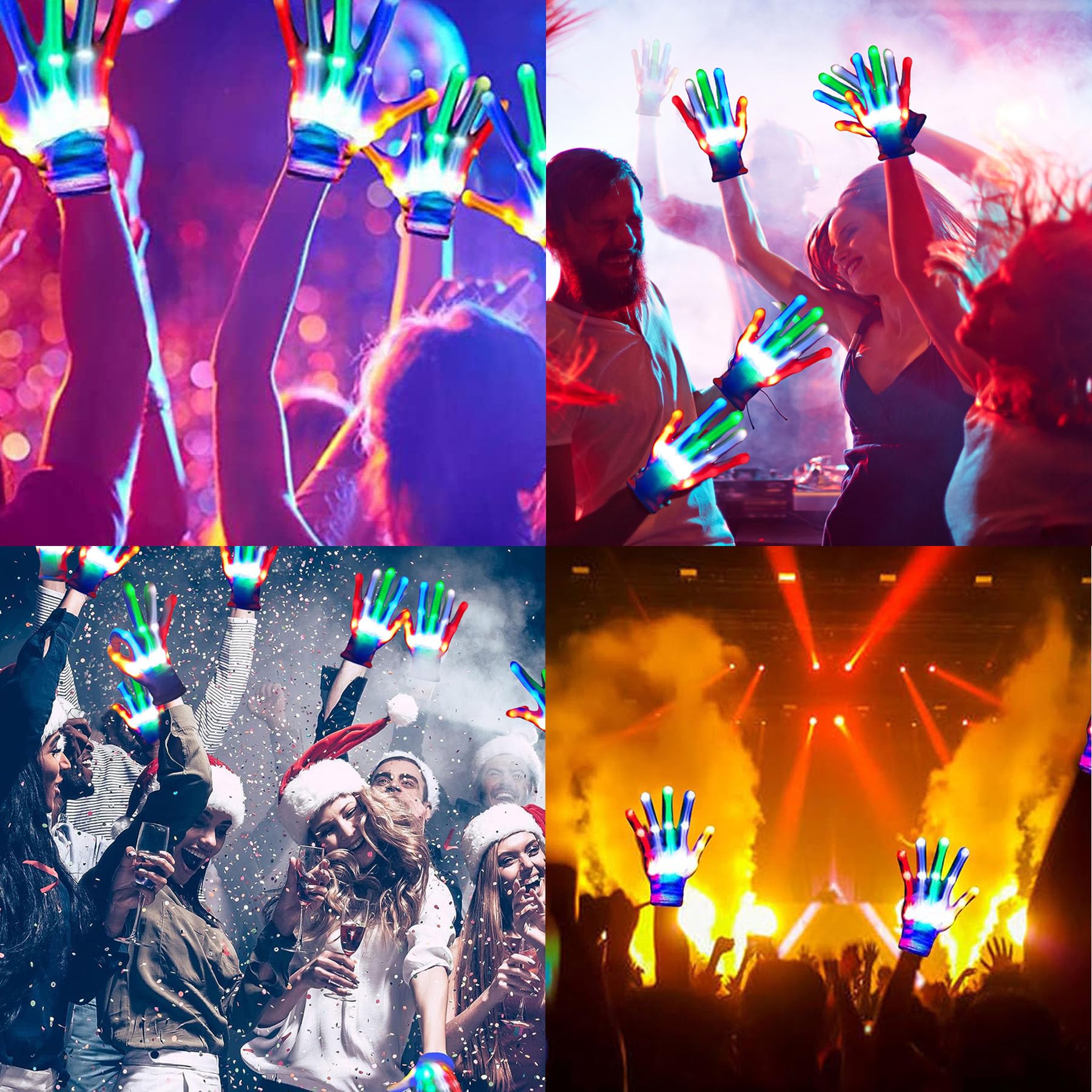 LED Light Up Gloves for Kids Ages 7-13 - Cool Rave Party Toys for Boys & Girls - Perfect for Halloween, Christmas, Birthday Gifts & Carnival Events - Fun Glow Accessories for Dance Parties, Concerts & Nighttime Play