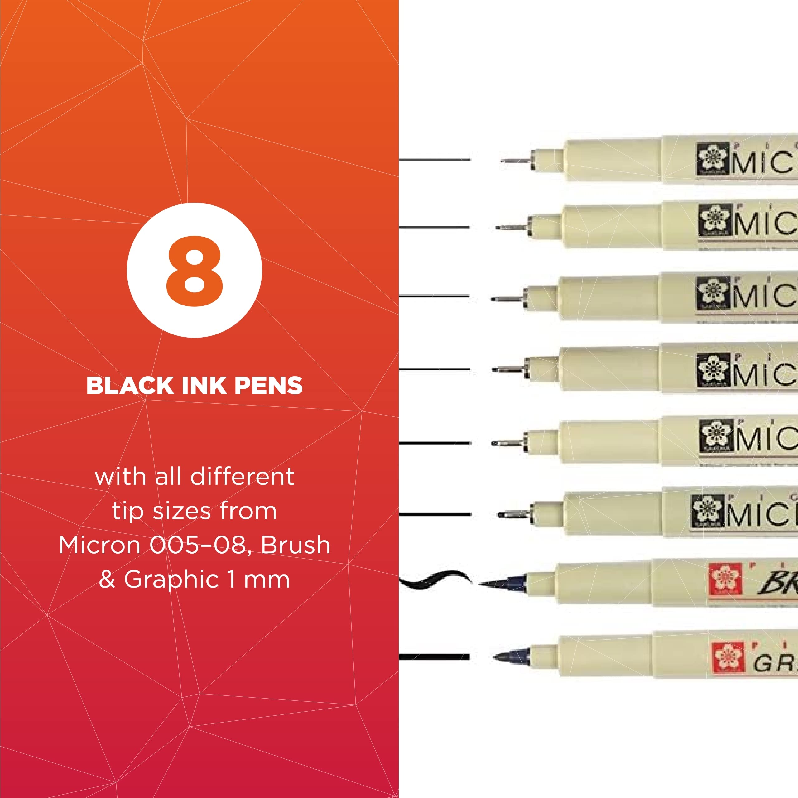 SAKURA Pigma Micron Fineliner Pens 2 Pack - 14 Black Ink Artist Pens for Writing, Drawing, Sketching & Calligraphy - Assorted Point Sizes (0.2mm to 0.8mm) - Perfect for Bullet Journaling, Art Projects & Hand Lettering
