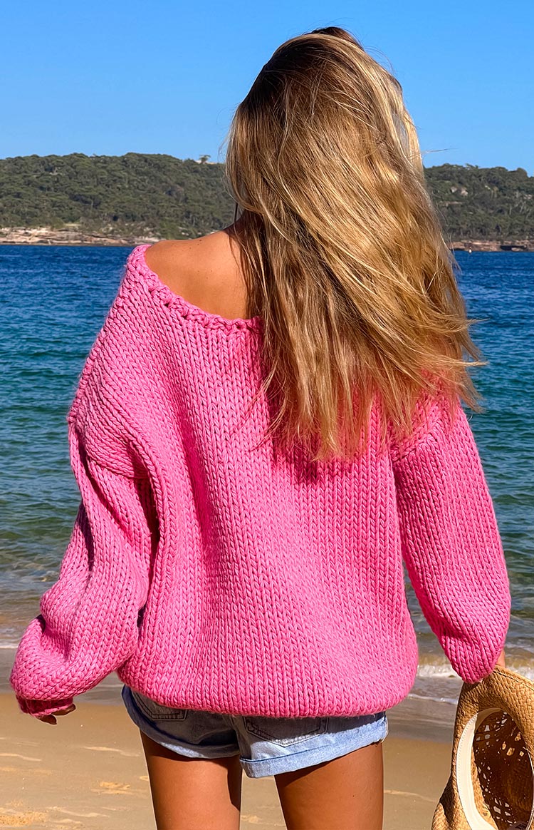 Delvey Women's Hot Pink Chunky Knit Sweater - Oversized Cable Knit Pullover for Winter Fashion & Cozy Outfits | Perfect for Christmas, Date Night & Casual Wear