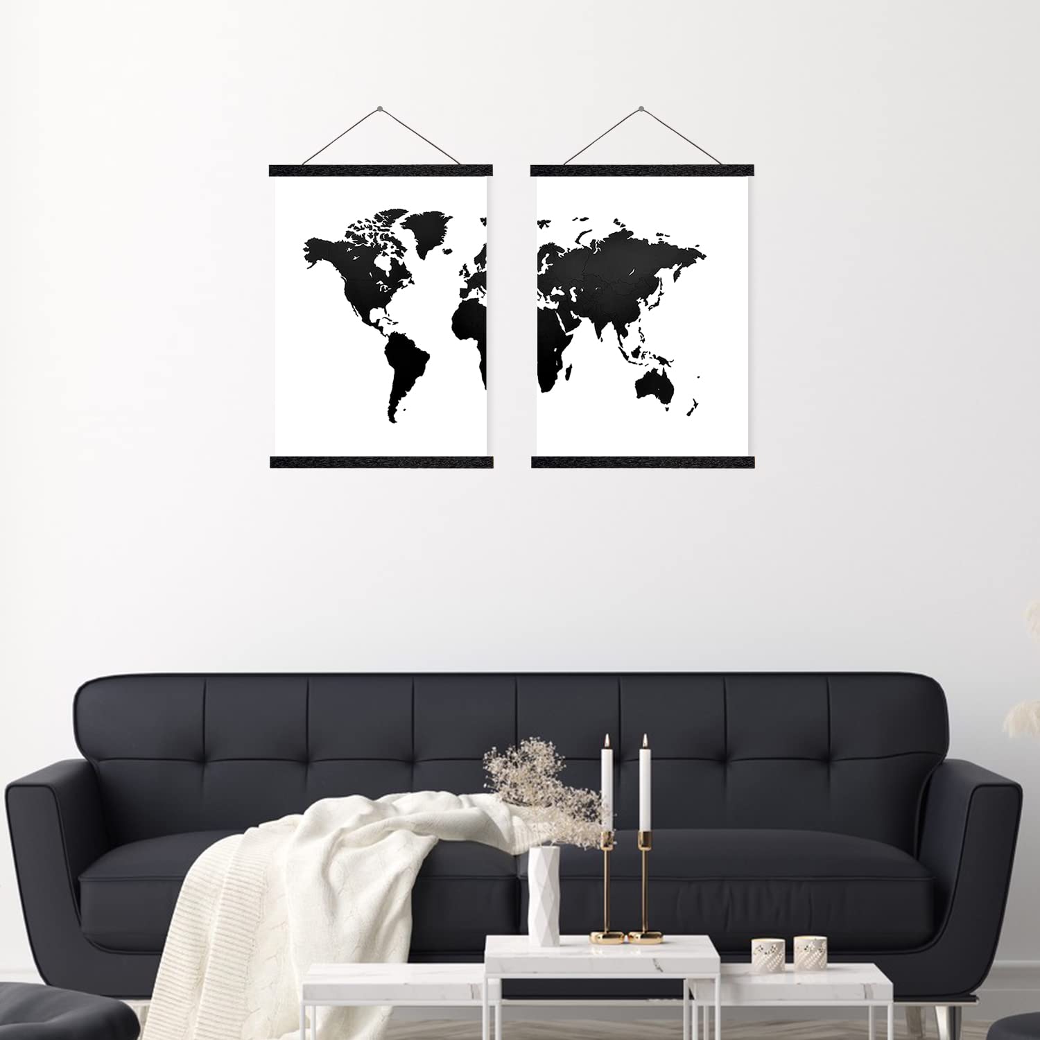 Magnetic Poster Hanger Frame - Strong Wooden Display for Diamond Paintings, Maps, Pictures & Canvas Art - Perfect for Bedroom, Office & Dining Room Decor - Easy to Hang Movie Posters, Prints & Scrolls