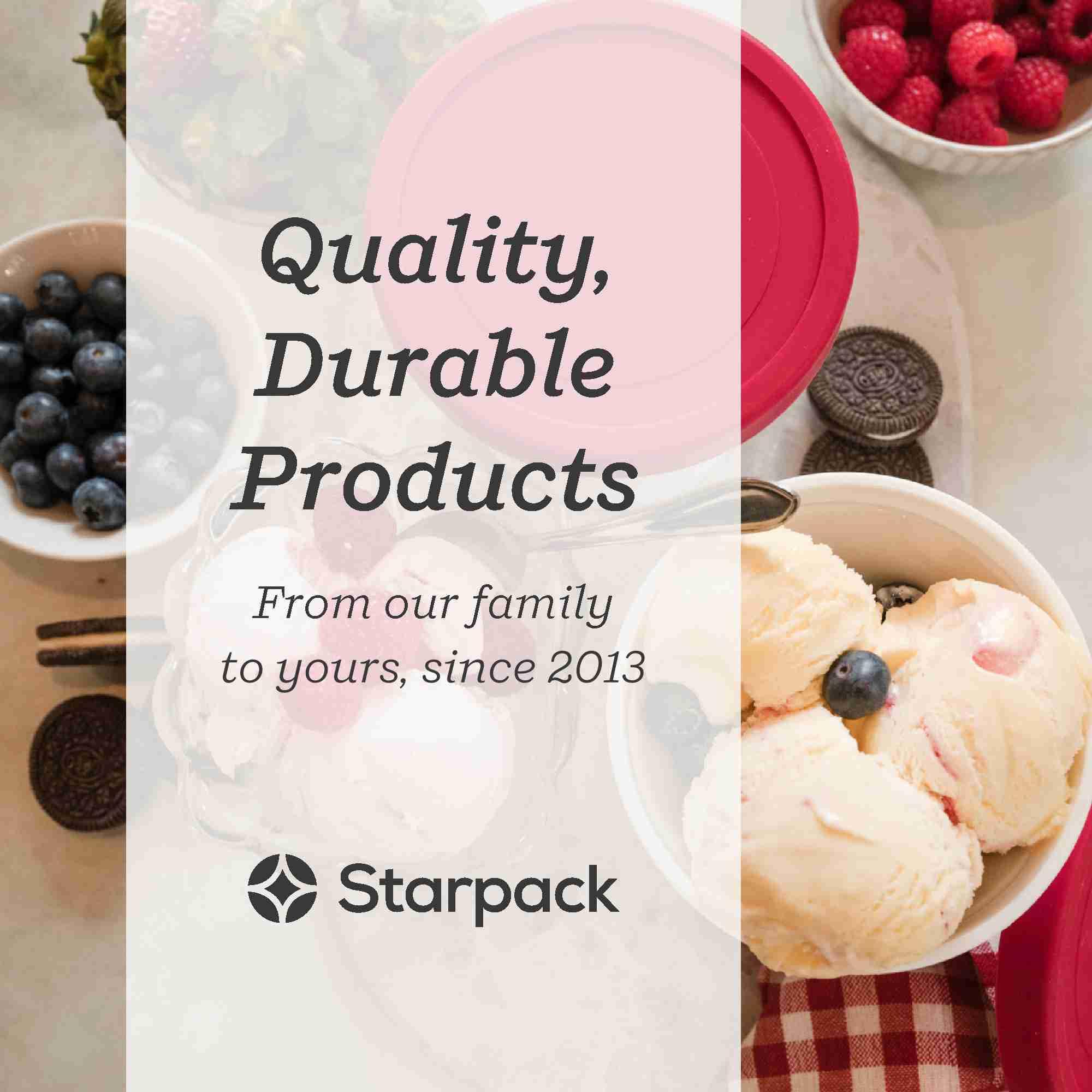 Starpack 'Freeze the Day' 1 Quart Ice Cream Storage Containers (2-Pack) - Reusable Freezer-Safe Containers with Leak-Proof Silicone Lids - Perfect for Homemade Ice Cream, Gelato, Sorbet & Frozen Desserts - Ideal for Meal Prep, Party Treats & Summer Snacks
