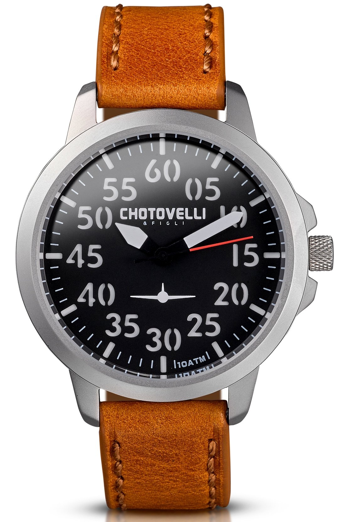 Chotovelli Men’s Aviator 45mm Stainless Steel Watch - 100M Waterproof, Date Display, Luminous Hands - Perfect for Diving, Swimming & Outdoor Adventures