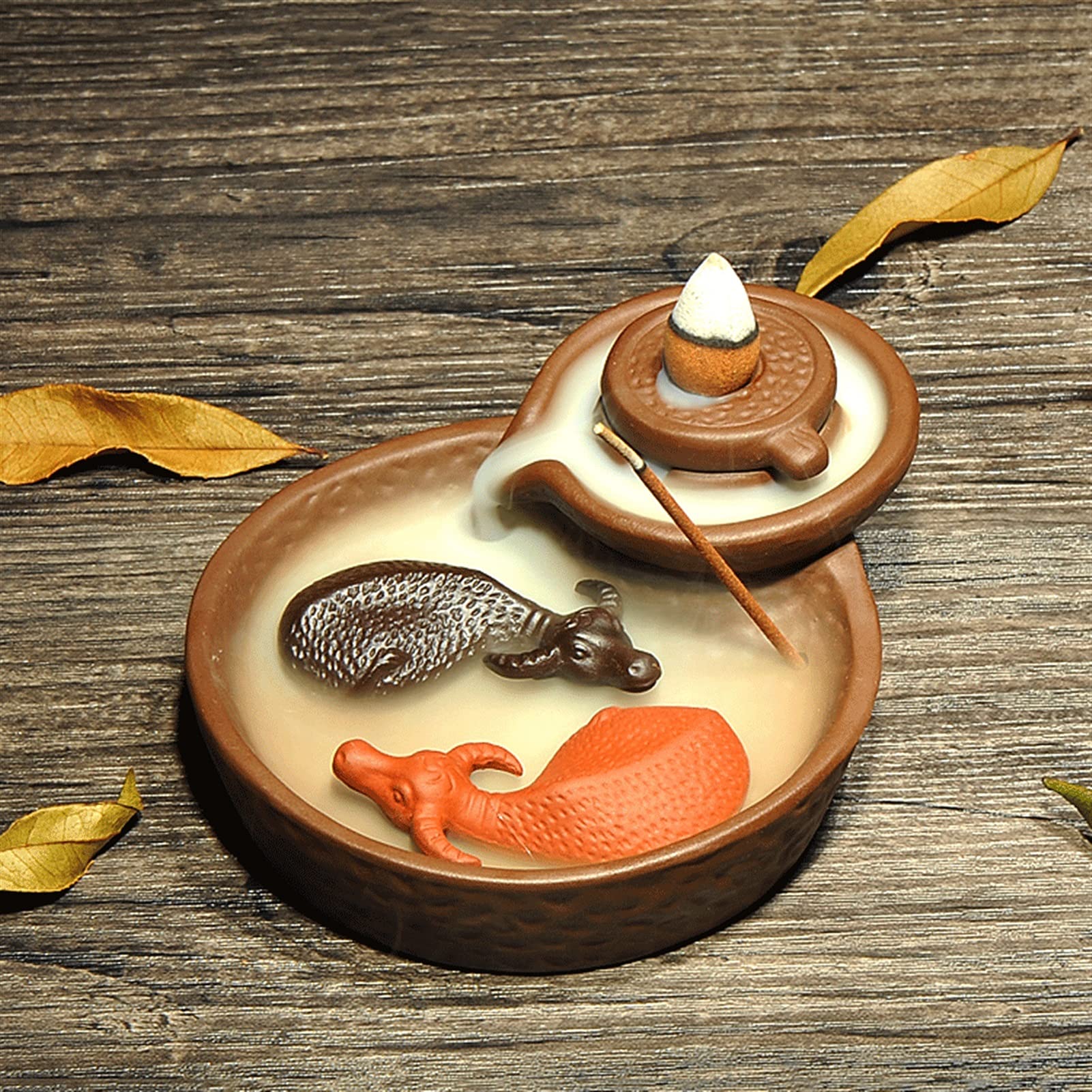 Ceramic Backflow Incense Burner with Waterfall Effect - 5.1×3.9×1.7 Inch Zen Home Decor for Aromatherapy, Meditation & Relaxation - Perfect for Living Room, Bedroom and Yoga Space