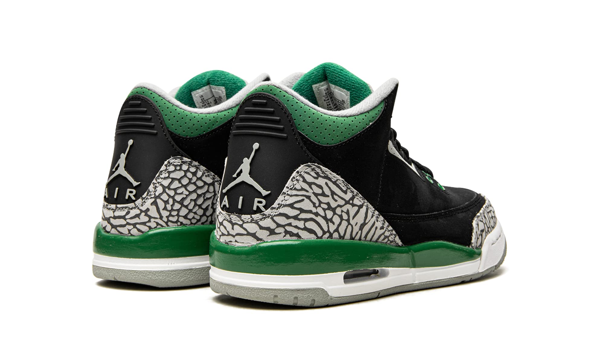 Nike Air Jordan 3 Retro Pine Green Sneakers for Kids - Black/Pine Green/Silver/White (Style 398614-030) - Size 4 | Basketball Shoes for Boys & Girls | Perfect for School, Sports & Casual Wear