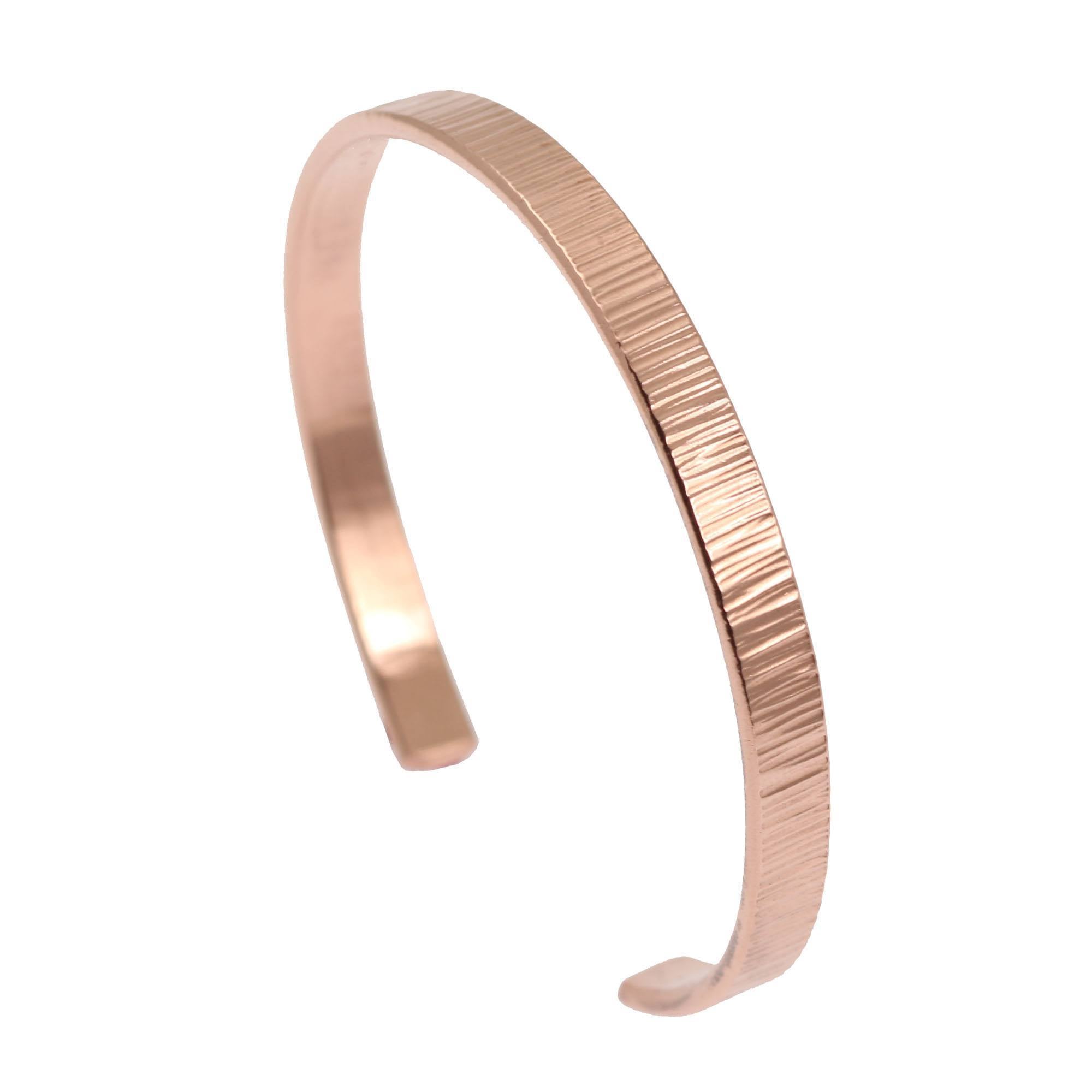 Men's Thin Chased Copper Cuff Bracelet - Handmade Adjustable Bangle for Casual & Formal Wear - Perfect Gift for Him, Anniversary, Wedding, or Special Occasions