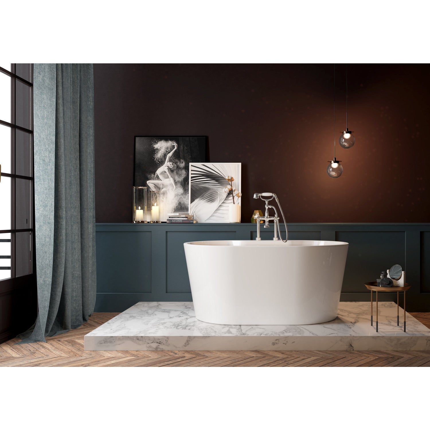 Aqua Eden VT7DE513423 51-Inch Freestanding Acrylic Bathtub - Oval Double-Ended Soaking Tub with Drain, Glossy White Finish for Luxury Bathroom & Spa Relaxation