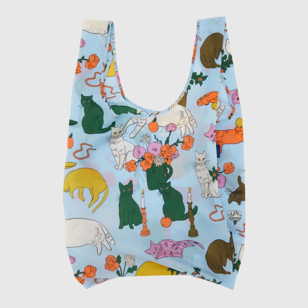 Big Baggu (Table Cats) - Large Reusable Shopping Tote Bag for Groceries, Beach & Travel | Eco-Friendly Foldable Tote for Women & Men