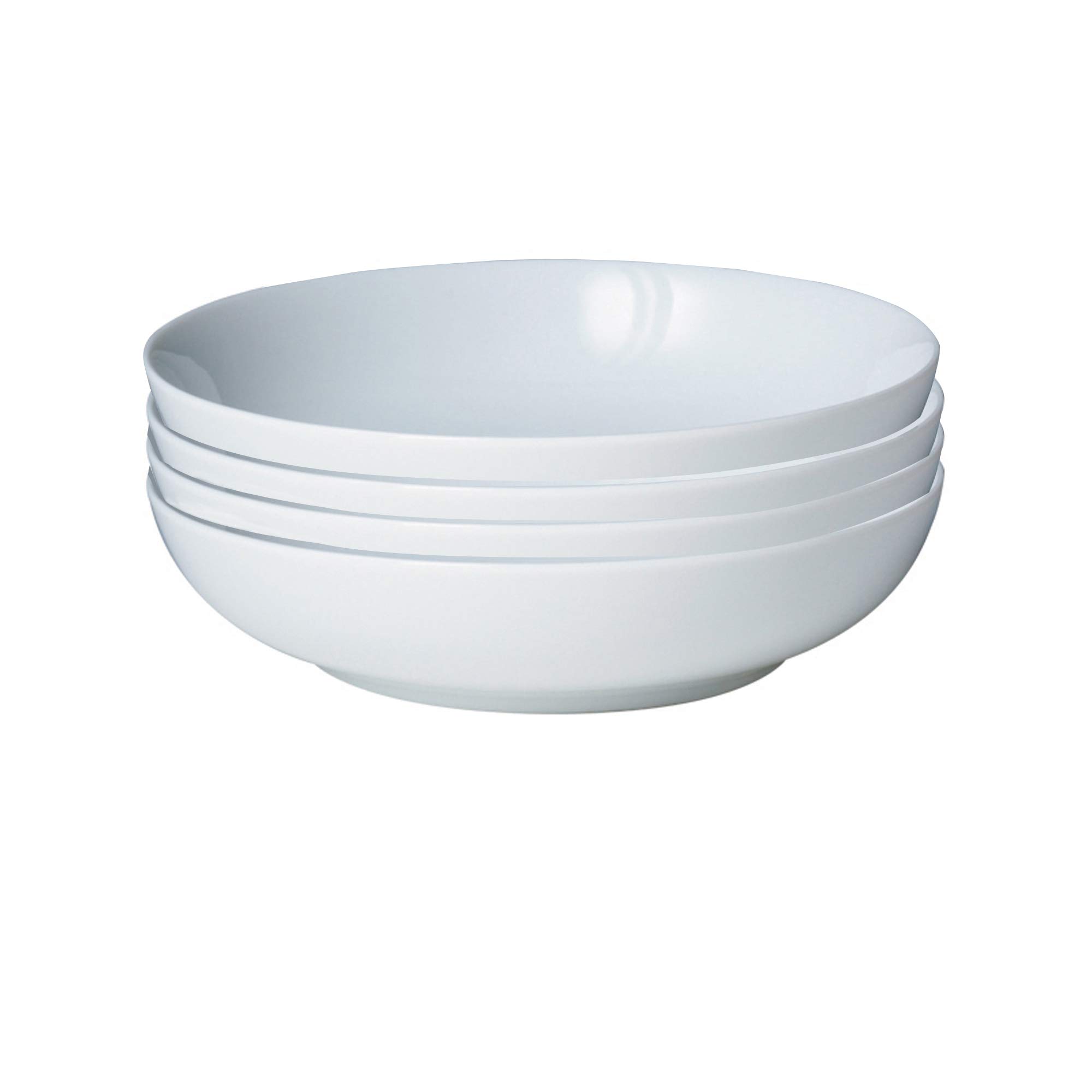 Denby White Porcelain Pasta Bowls Set of 4 - 1.18L Microwave & Dishwasher Safe Dinnerware - Chip & Crack Resistant Glazed Tableware for Italian Pasta, Salad, Soup - Perfect for Family Dinners & Entertaining