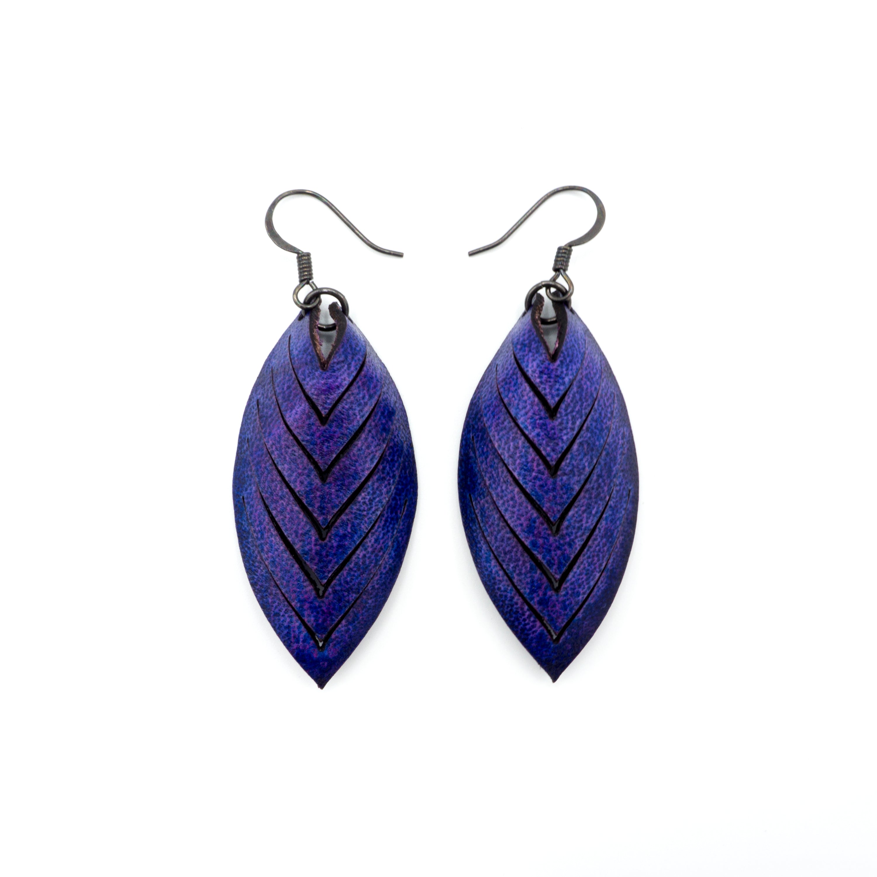 Terrabyte 14 [S] Purple Leather Earrings for Women - Boho Chic Handmade Dangle Drop Earrings for Casual Wear, Parties & Special Occasions