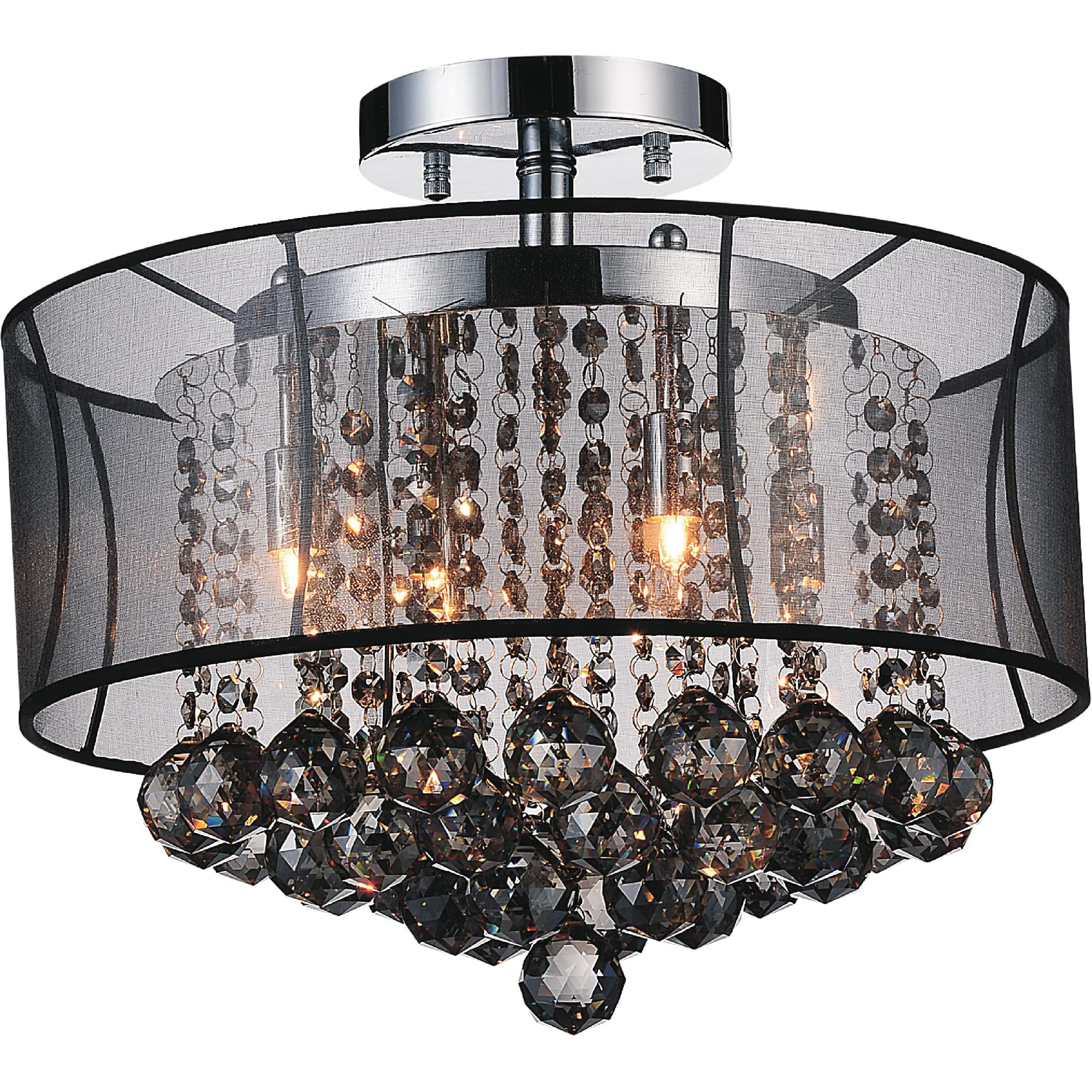 CWI Lighting Radiant 6-Light Chrome Metal Flush Mount Ceiling Light with Drum Shade - Modern Lighting Fixture for Bedroom, Living Room, Kitchen & Hallway