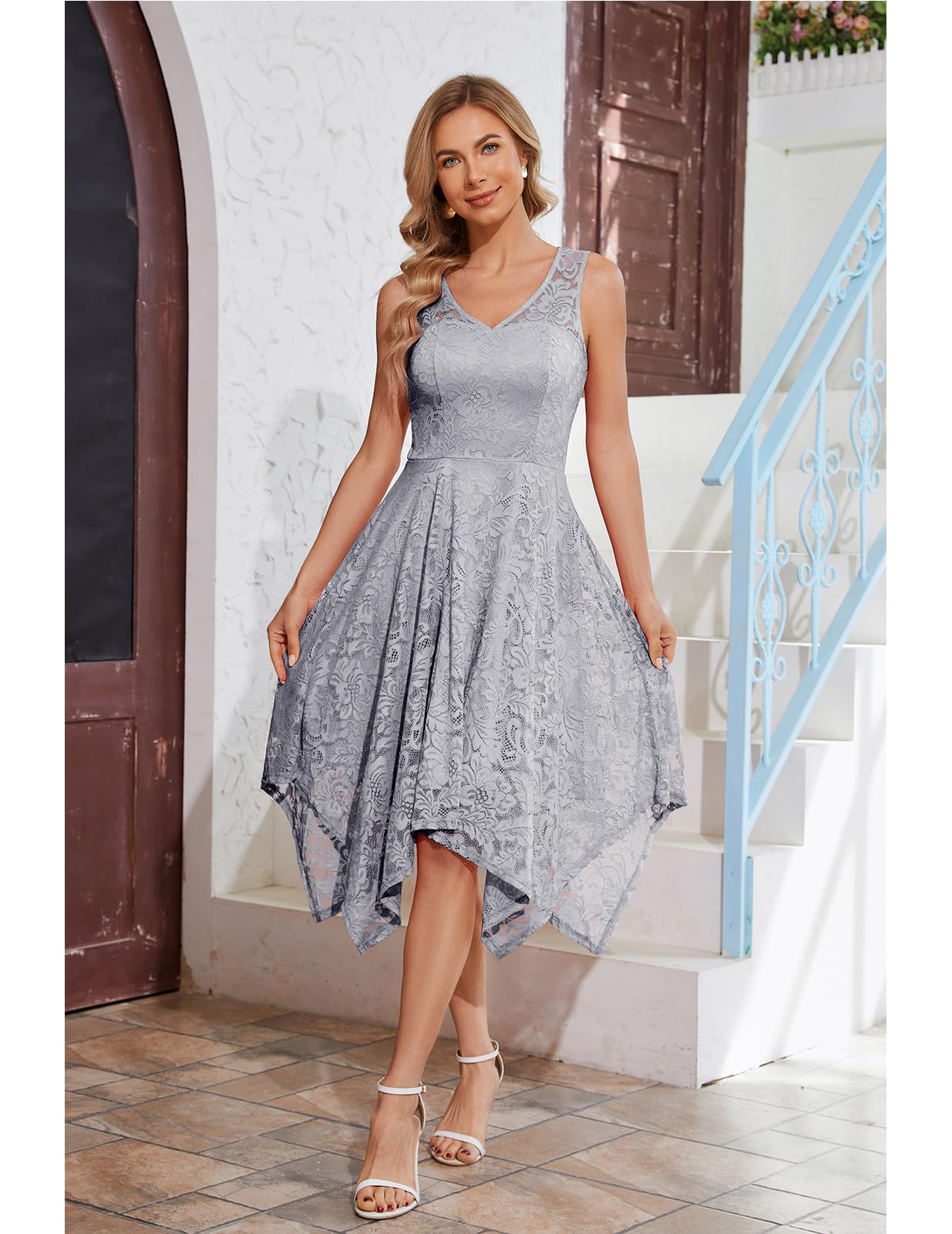 Meetjen Women's Cocktail Party Dress 2025 - Elegant Handkerchief Hem Lace Formal Gown for Wedding Guest, Bridesmaid & Prom | Perfect for Evening Events, Galas & Special Occasions