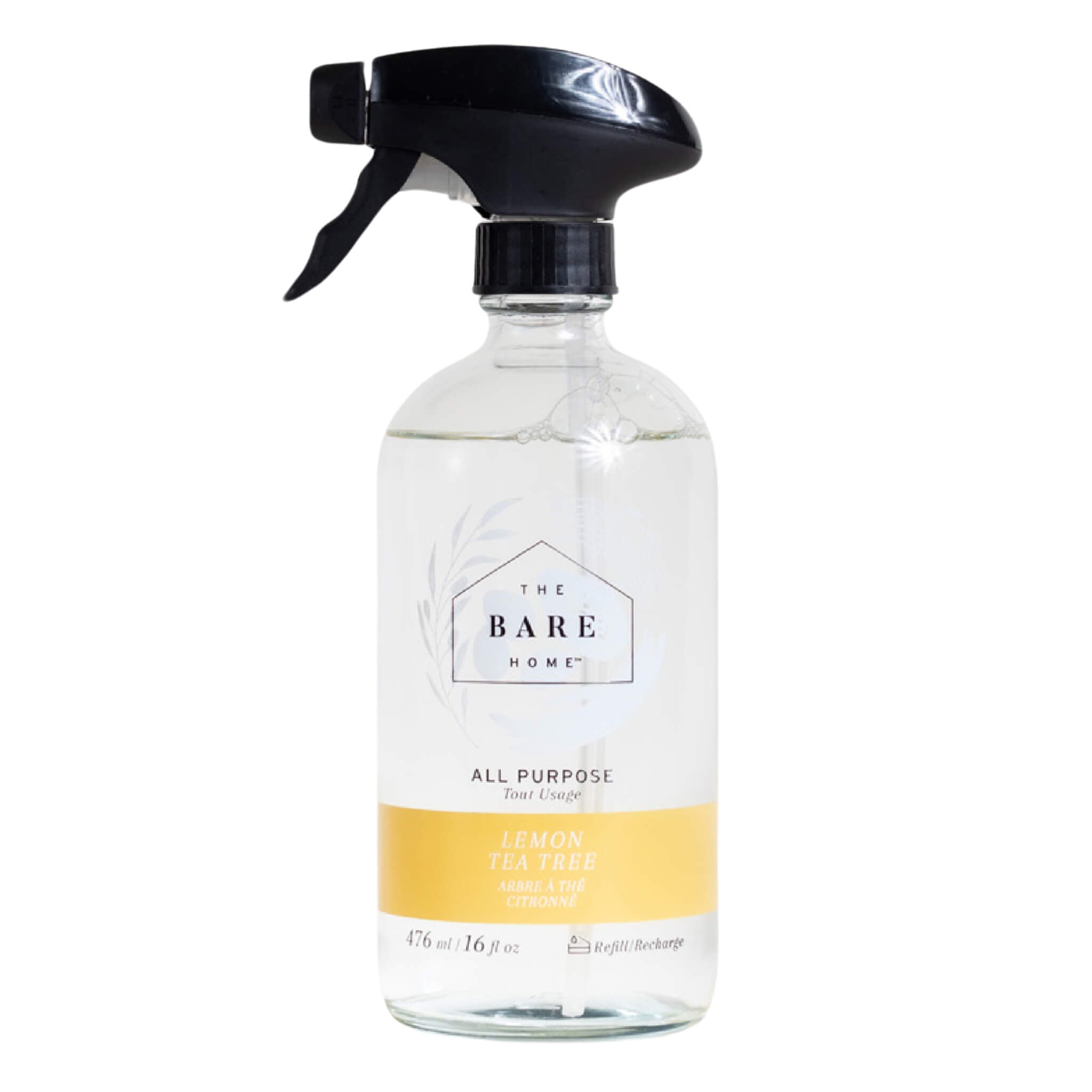 Natural All-Purpose Cleaner with Lemon & Tea Tree Oil - Eco-Friendly Glass Bottle Spray for Kitchen, Bathroom, and Home Cleaning