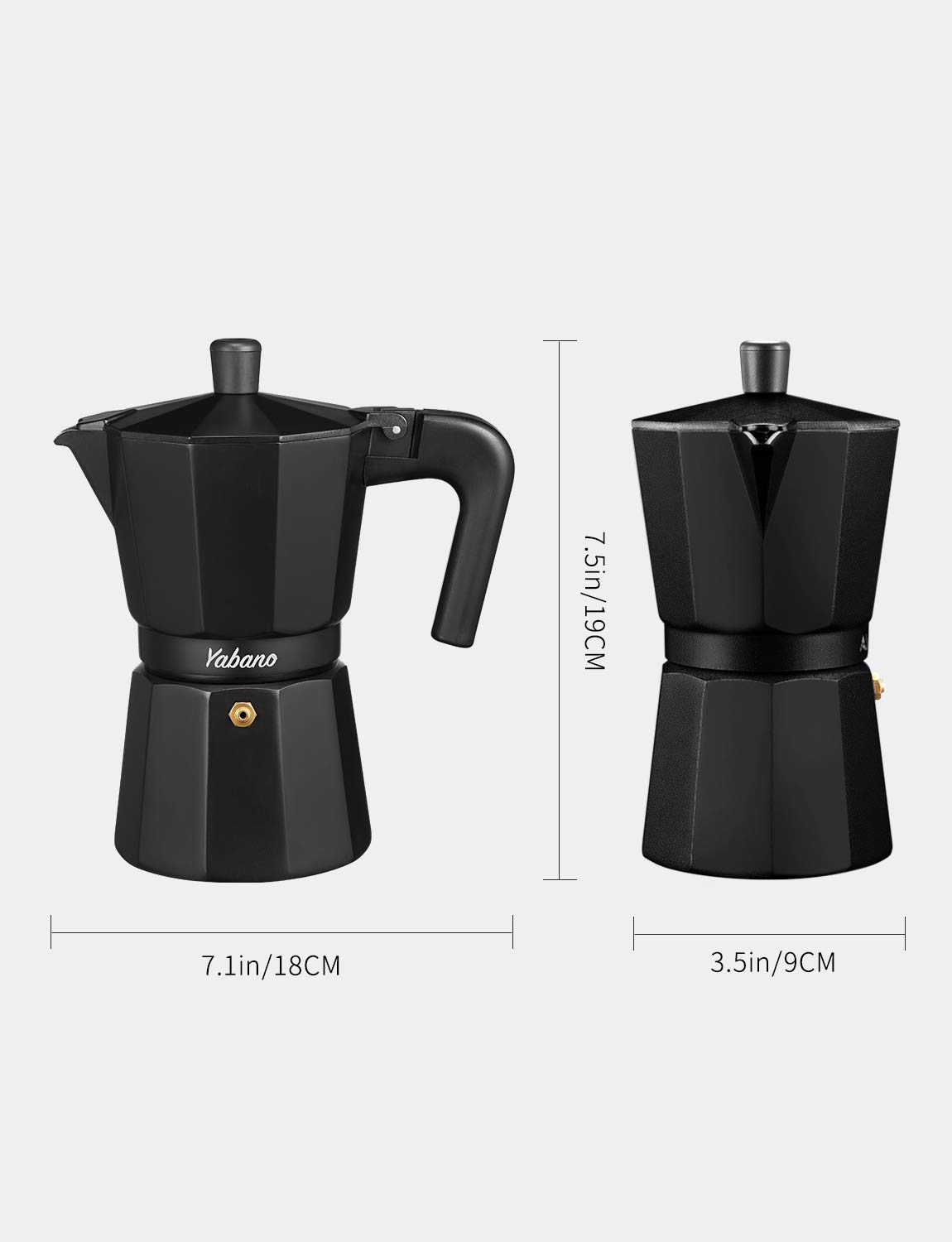 Yabano 6-Cup Stovetop Espresso Maker - Italian Moka Coffee Pot for Gas & Electric Stoves - Perfect for Cappuccino, Latte & Espresso - Ideal for Home, Office & Camping Use